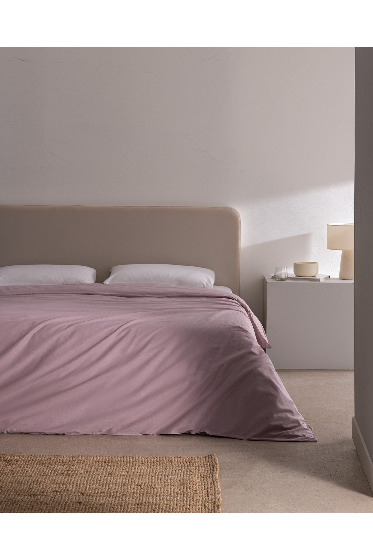 Manon King Size %100 Pamuk Ranforce Düz Nevresim - Açık Mürdüm