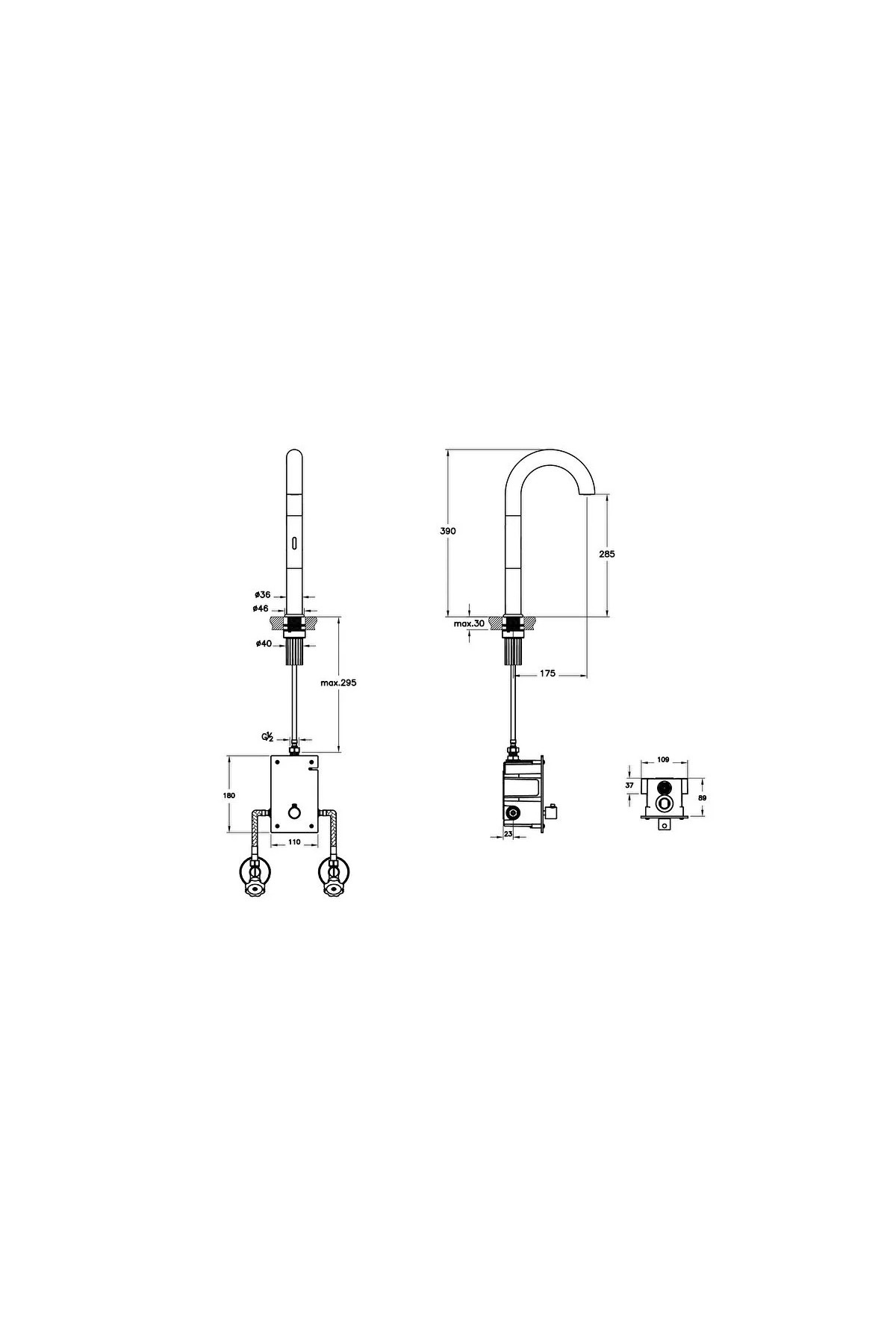 Liquid Fotoselli Lavabo Bataryası Tezgah Üstü (Çift Su Girişli, Elektrikli) A42789