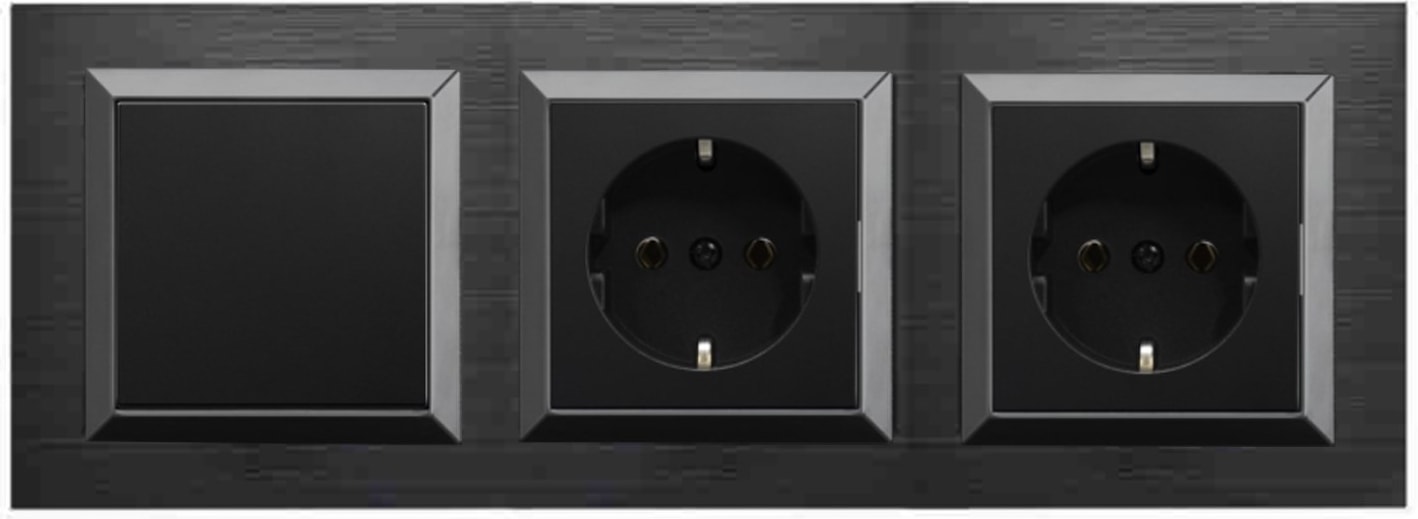 Quantum Siyah 3'lü Set Anahtar, Topraklı Priz ve Topraklı Priz Set