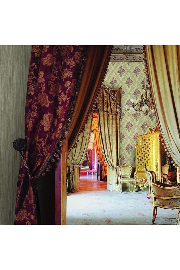 Klasik Çiçekli Damask Süslemeli Duvar Kağıdı 5802-4 : Kahverengi, Açık