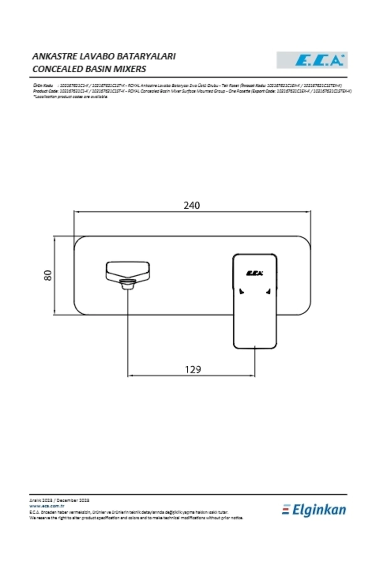 Royal Ankastre Lavabo Bataryası Sıva Üstü Tek Rozet Mat Siyah