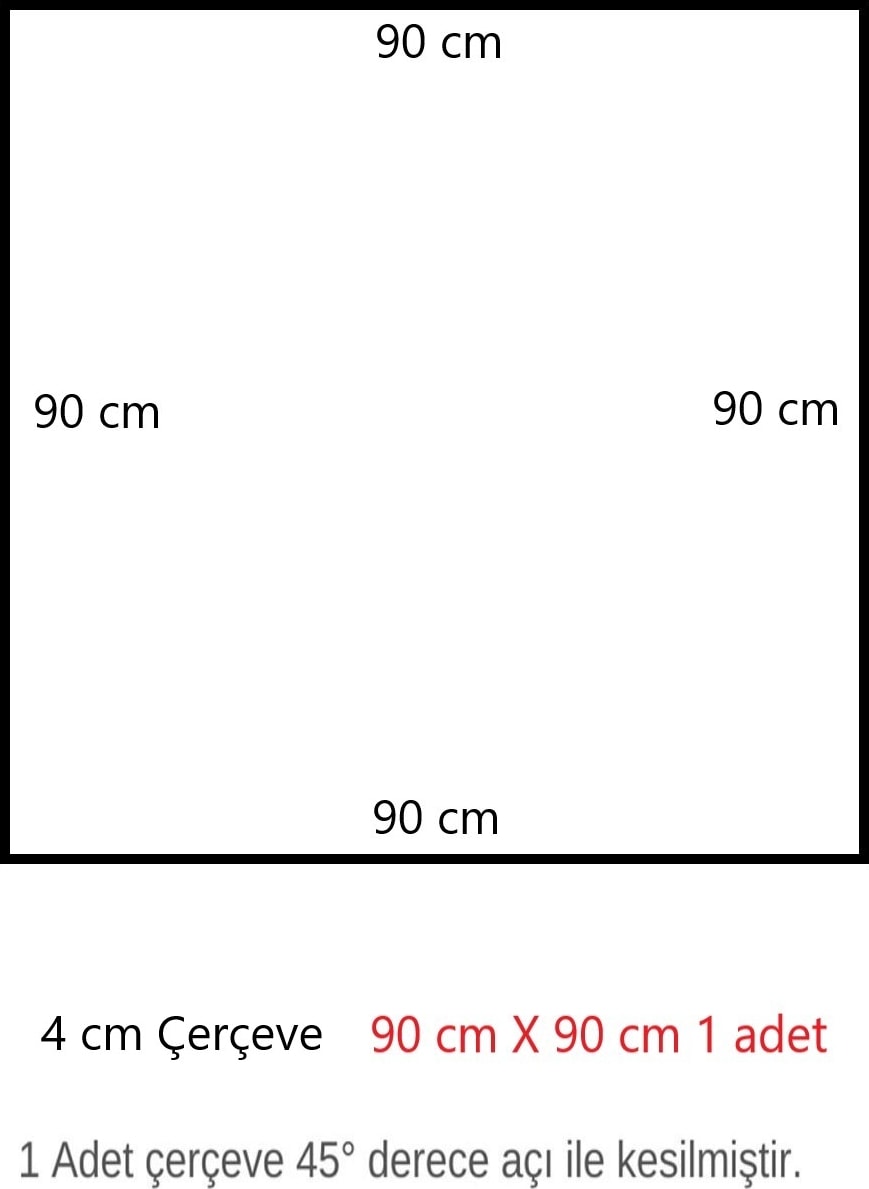 Dekoratif Boyanabilir 2,5 cm Duvar Çıtası 1 Adet 90 cm*90 cm Hazır Kesimli Çerçeve
