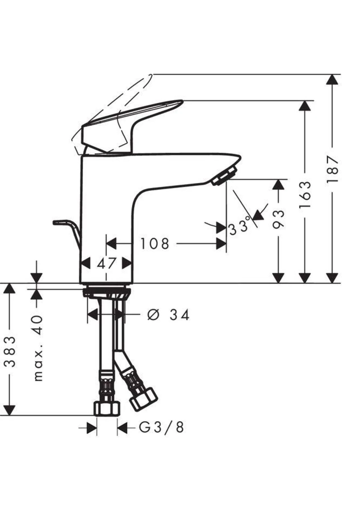 Logis Tek Kollu Lavabo Bataryası 100 Kumandalı Krom 71100000