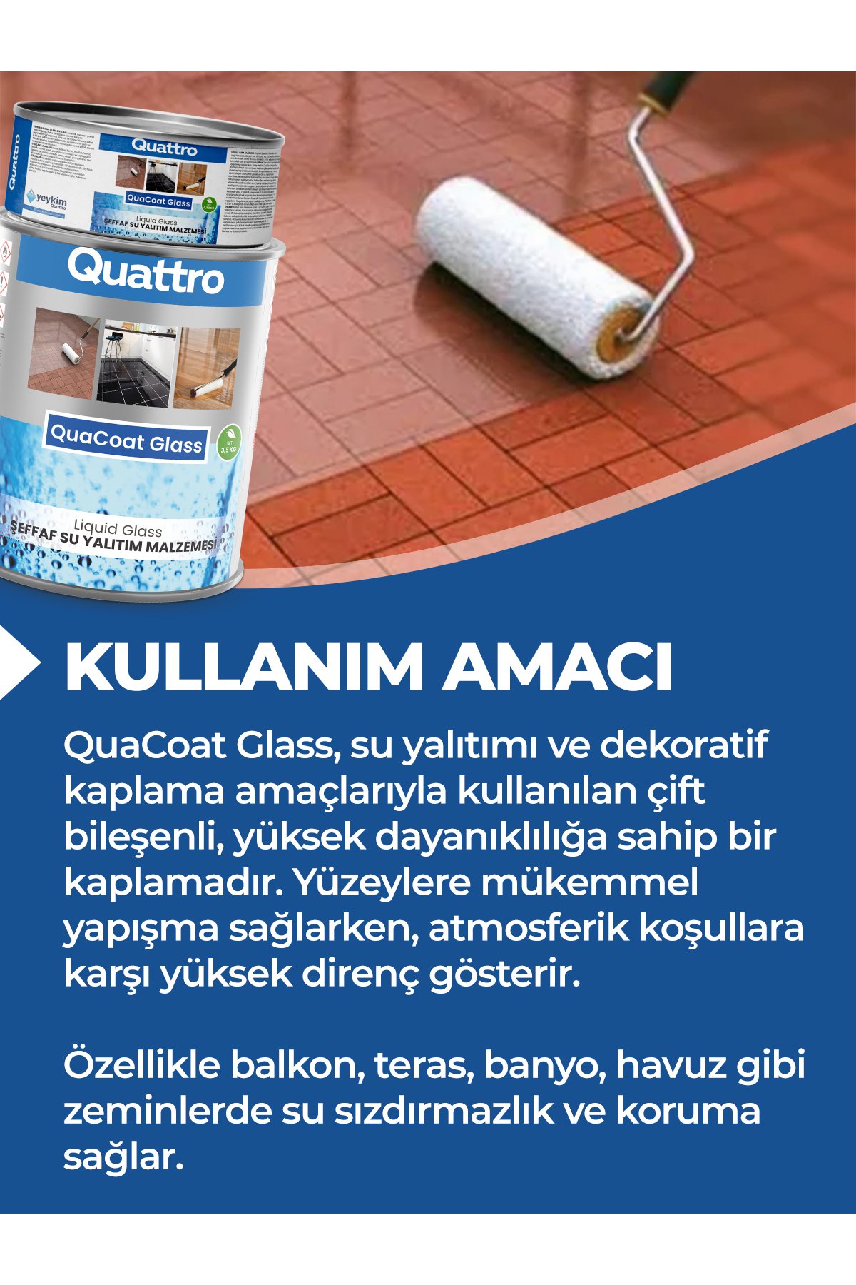 Quattro Quacoat Glass Şeffaf Cam Su Yalıtım Malzemesi