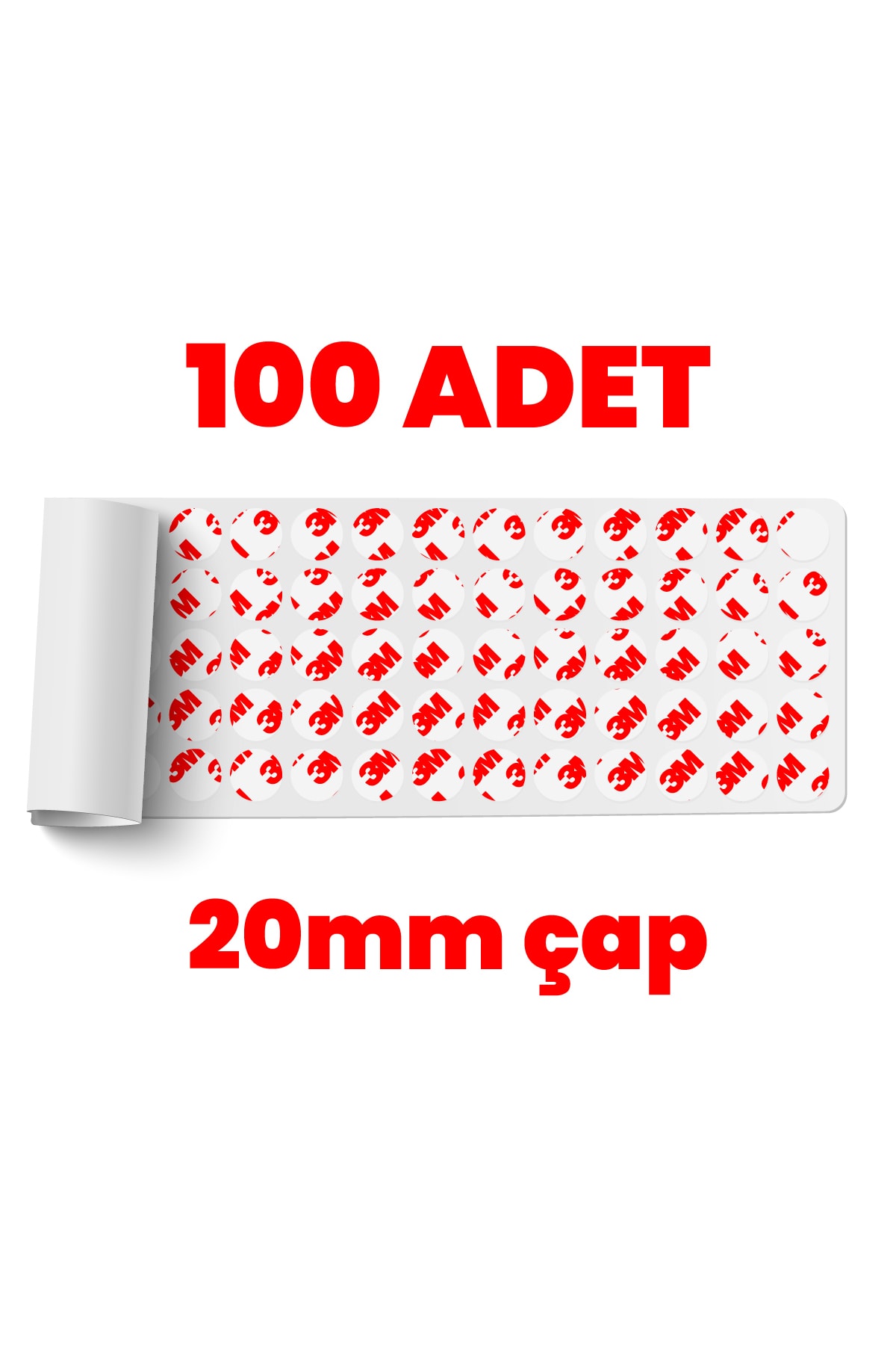3M Çok Ince Güçlü Şeffaf 100 Adet Hazır Kesim Çap:20mm Et:0,2mm