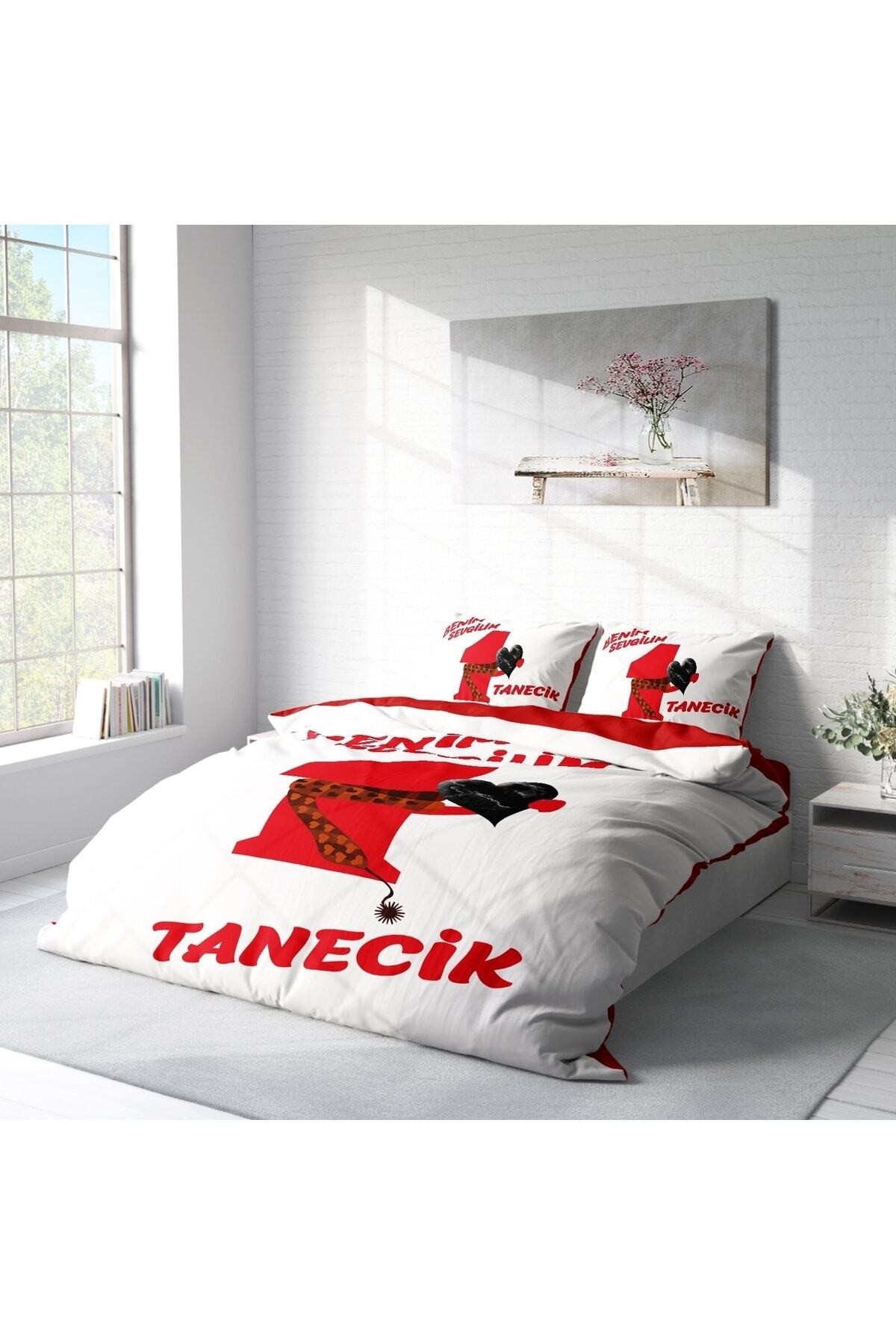 Kıng Sıze Sevgililer Günü Pamuk Saten Çift Kişilik Nevresim Takımı Birtanem 220x240cm