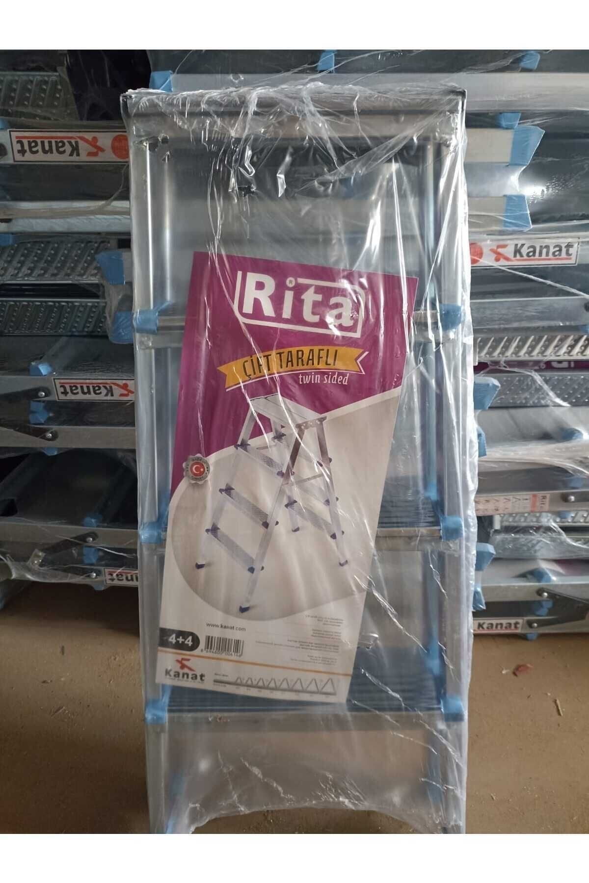 Rita Twin Galvanizli Çift Çıkışlı Katlanabilir Merdiven 4 4 Basamaklı
