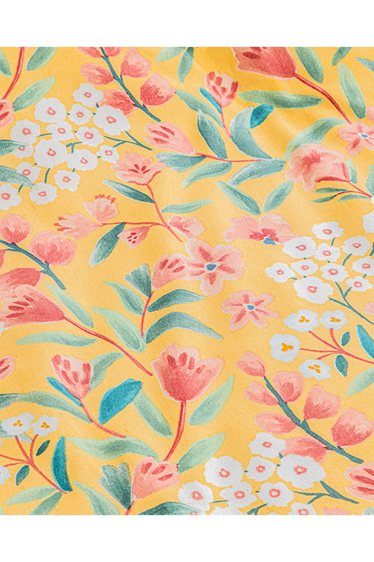 Bloomy Branch Kolay Ütülenir Tek Kişilik Nevresim 160x220 Cm Sarı