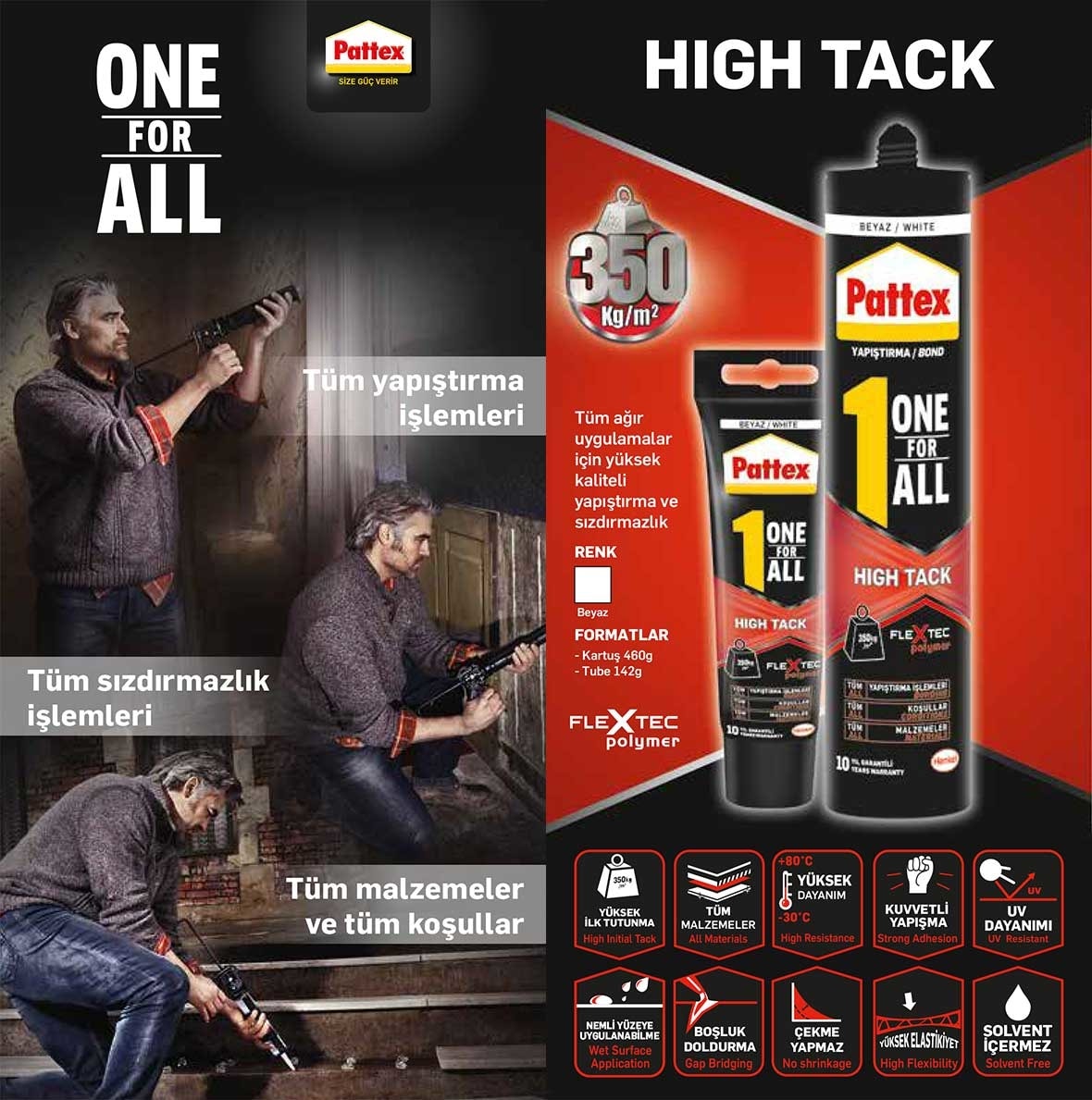 Pattex One For All High Tack Beyaz 460 ml 3 Adet