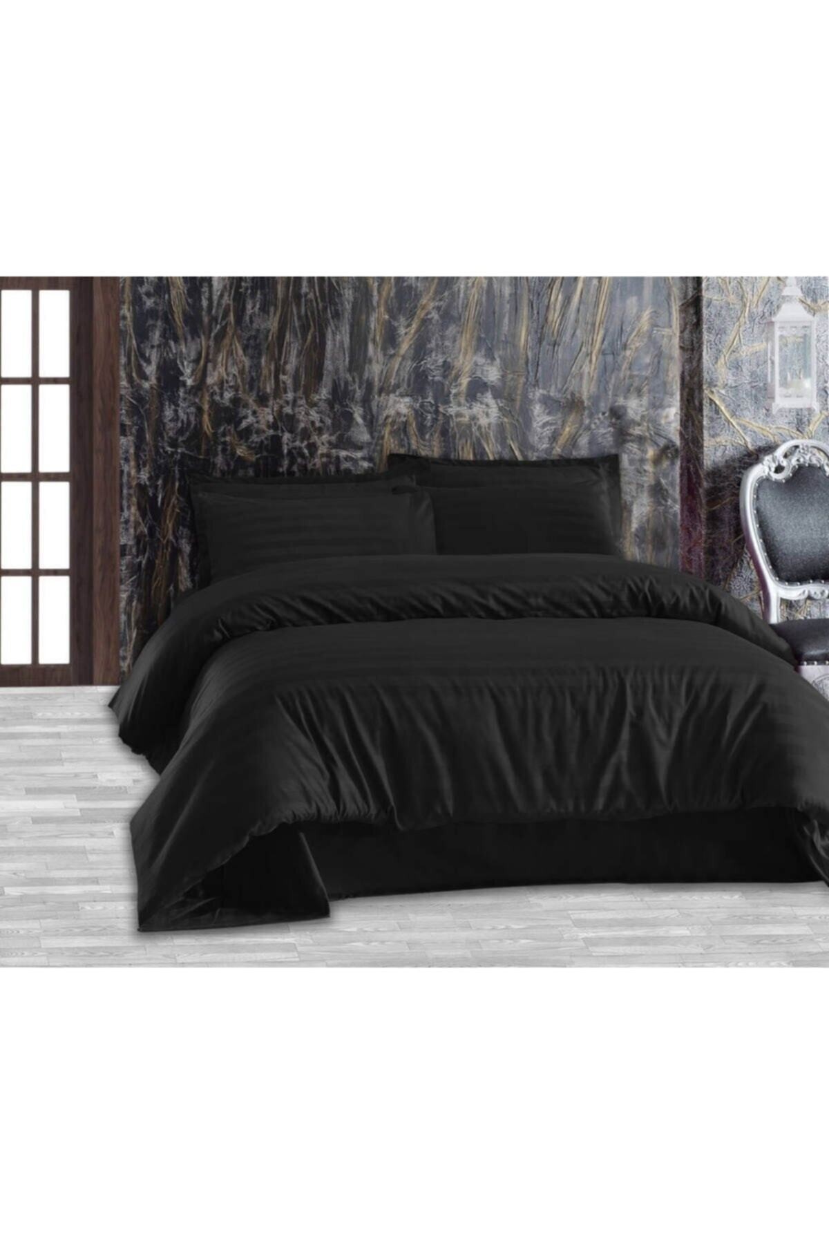 Always Siyah Satin Deluxe Pamuk Saten Çift Kişilik Nevresim Takımı
