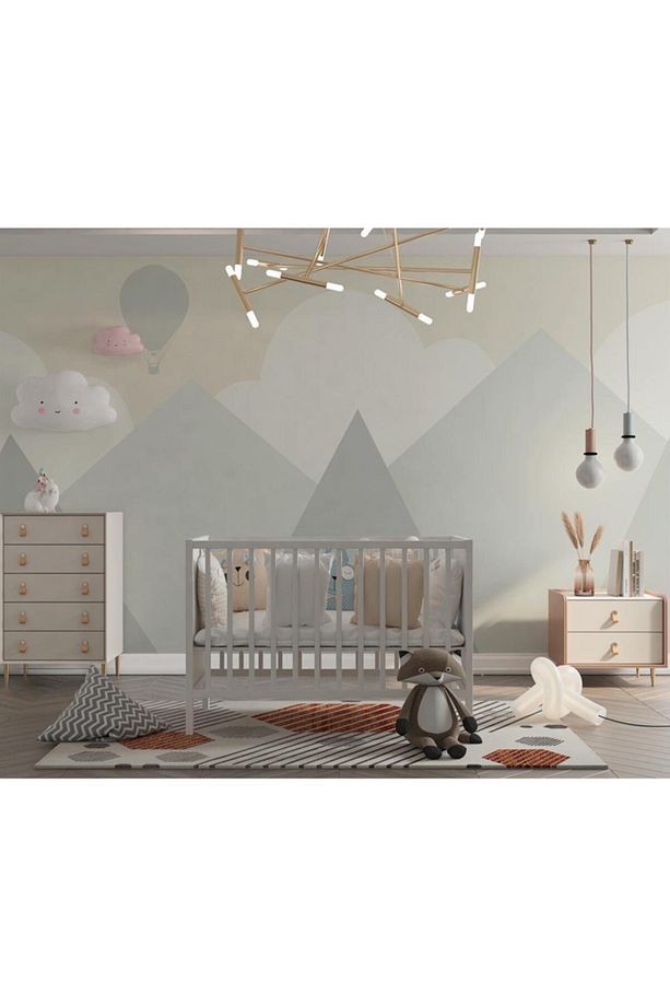 Soft Renk Dağlar Çocuk Odası Duvar Kağıdı