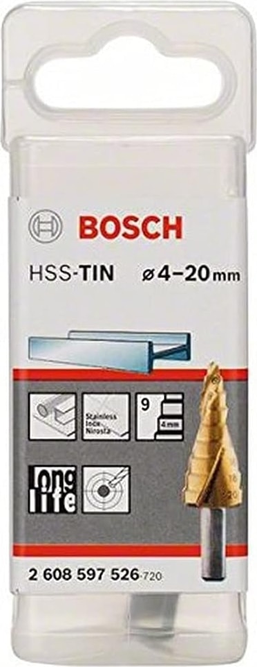 Professional Kademeli Matkap Hss-Tin 3 Yüzeyli Şaftlı (Ø 4-20 Mm, 9 Kademe)