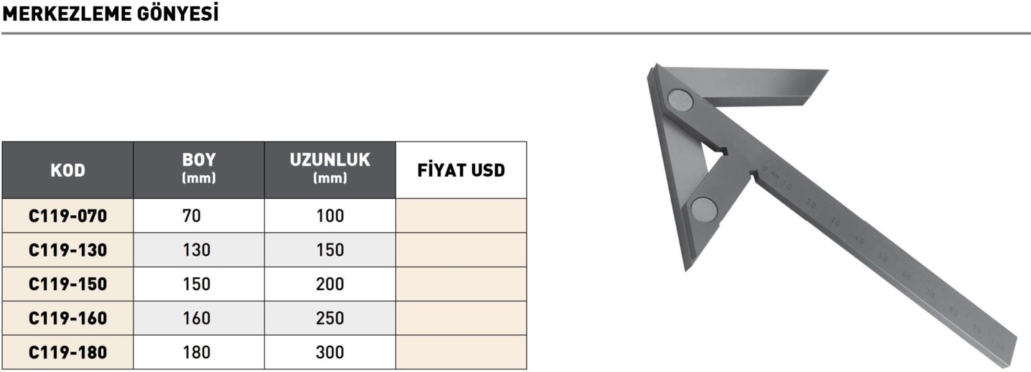 70X100MM Pld Merkezleme Gönyesi