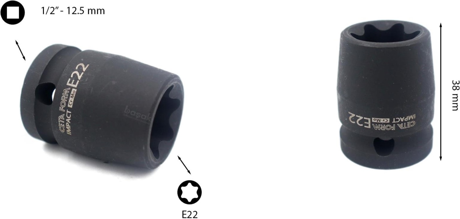 E22 1/2” Dişi Torx Havalı Lokma Anahtar C66-E22