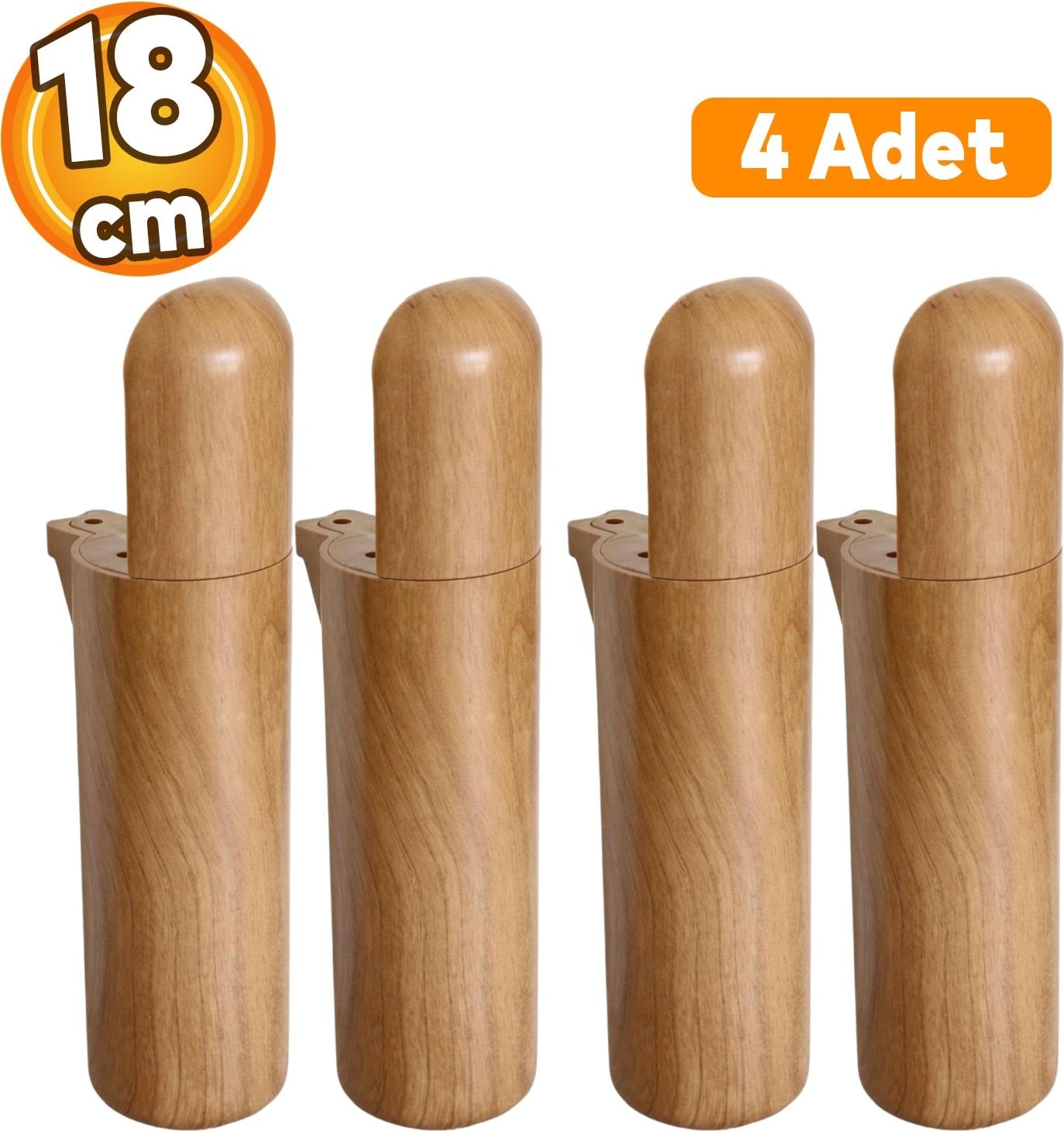 Kapsül Bohem Mobilya Kanepe Tv Ünitesi Koltuk Ayağı Baza Ayakları Ahşap Ceviz Desenli 18 cm 4 Adet