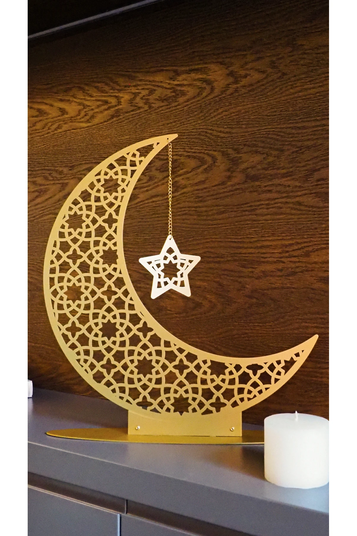 33 Cm Metal Ramazan Hilali Masaüstü Islami Dekor - Ramazan Süsleri - Ev Dekorasyon - Wamh169