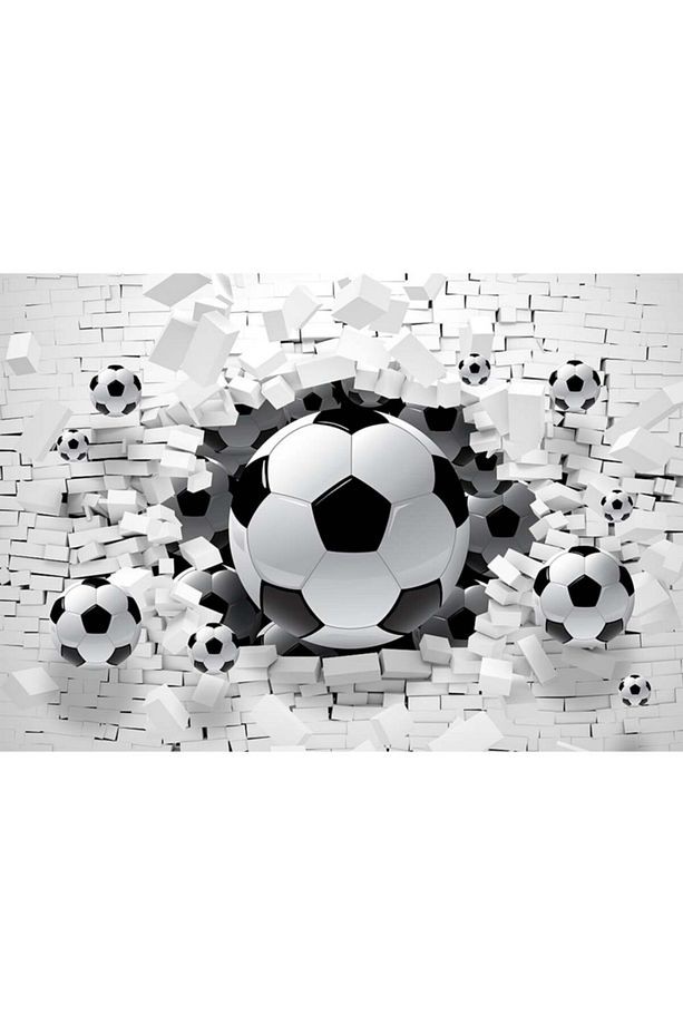 Futbol Topları 3 Boyutlu Çocuk Odası Duvar Kağıdı