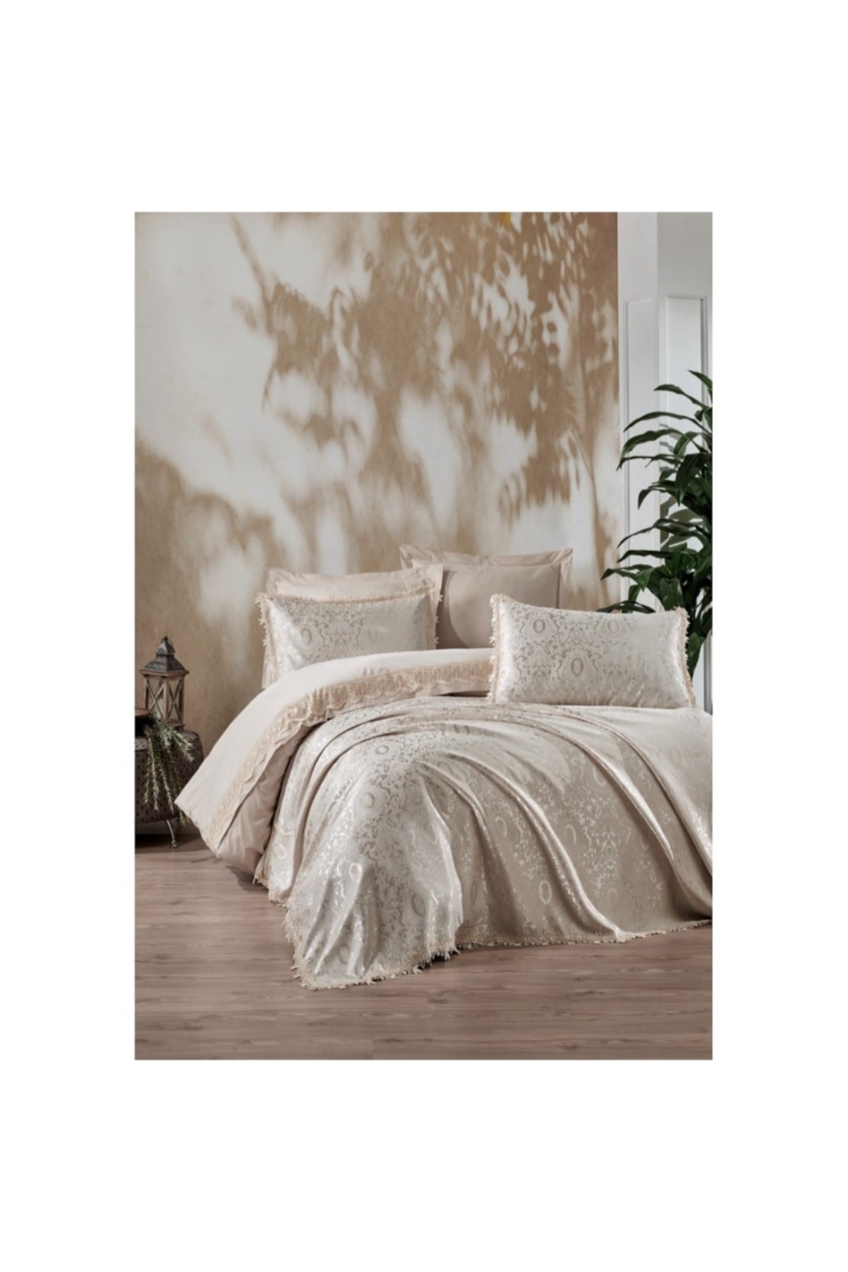 Chi Chi Çift Kişilik %100 Pamuk Pikeli Nevresim Takımı Elegance Cappuccino