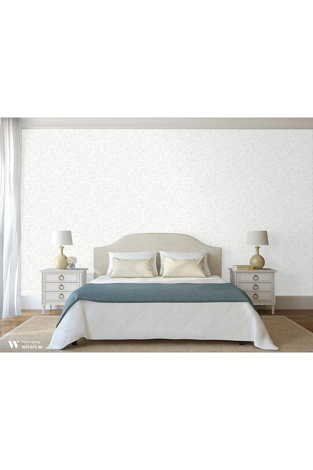 Seven 7812-1 Beyaz Yaprak Desenli Duvar Kağıdı 16,50 M2