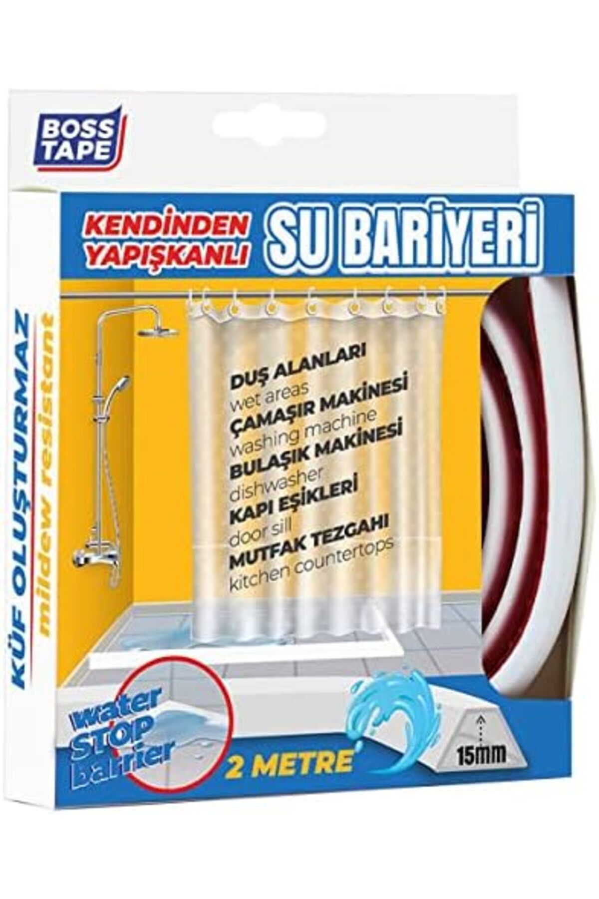 flashtrend Tape Duş, Kapı Eşiği, Mutfak Tezgahı Etrafı Su Kesici Bariyer - 2 metre modacatch 224120