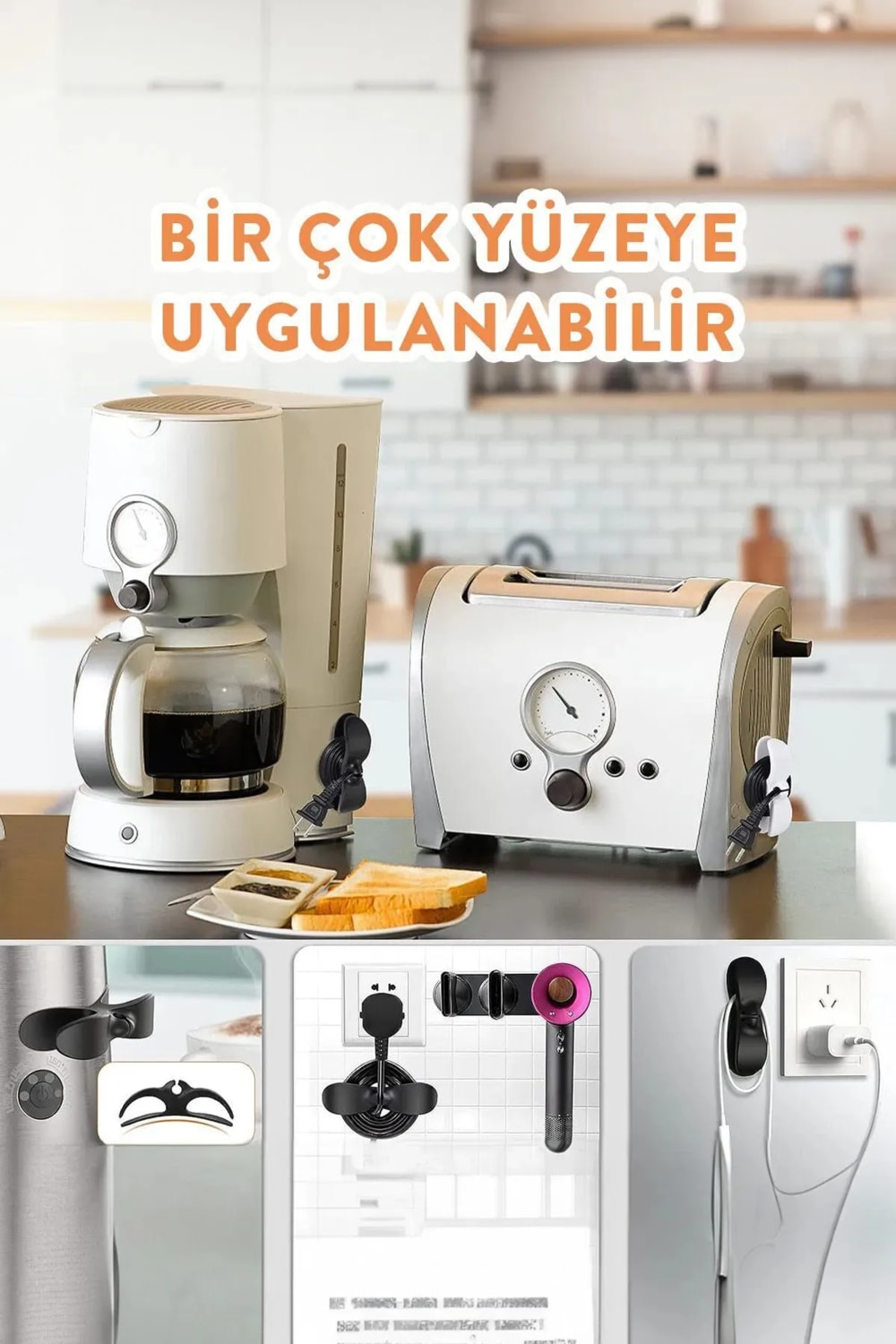 Çok Amaçlı Tezgah Üstü Kablo Toplayıcı Airfry Kahve Tost Makinesi Çok Amaçlı Kablo Düzenleme(1 Adet)