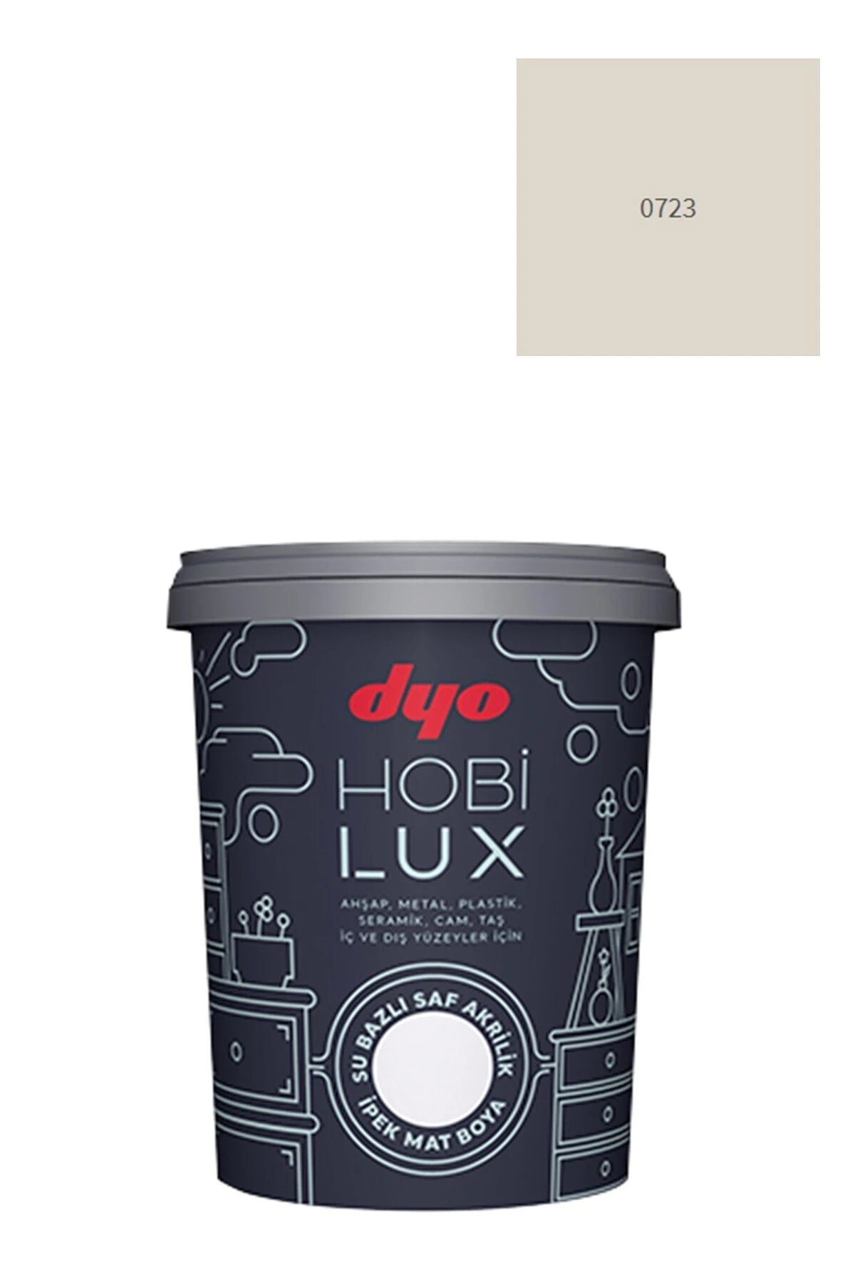 Dyo Hobilux Su Bazlı Saf Akrilik Ipek Mat Boya 0,9 Lt Hobi Boya 0723 Taş Sandık