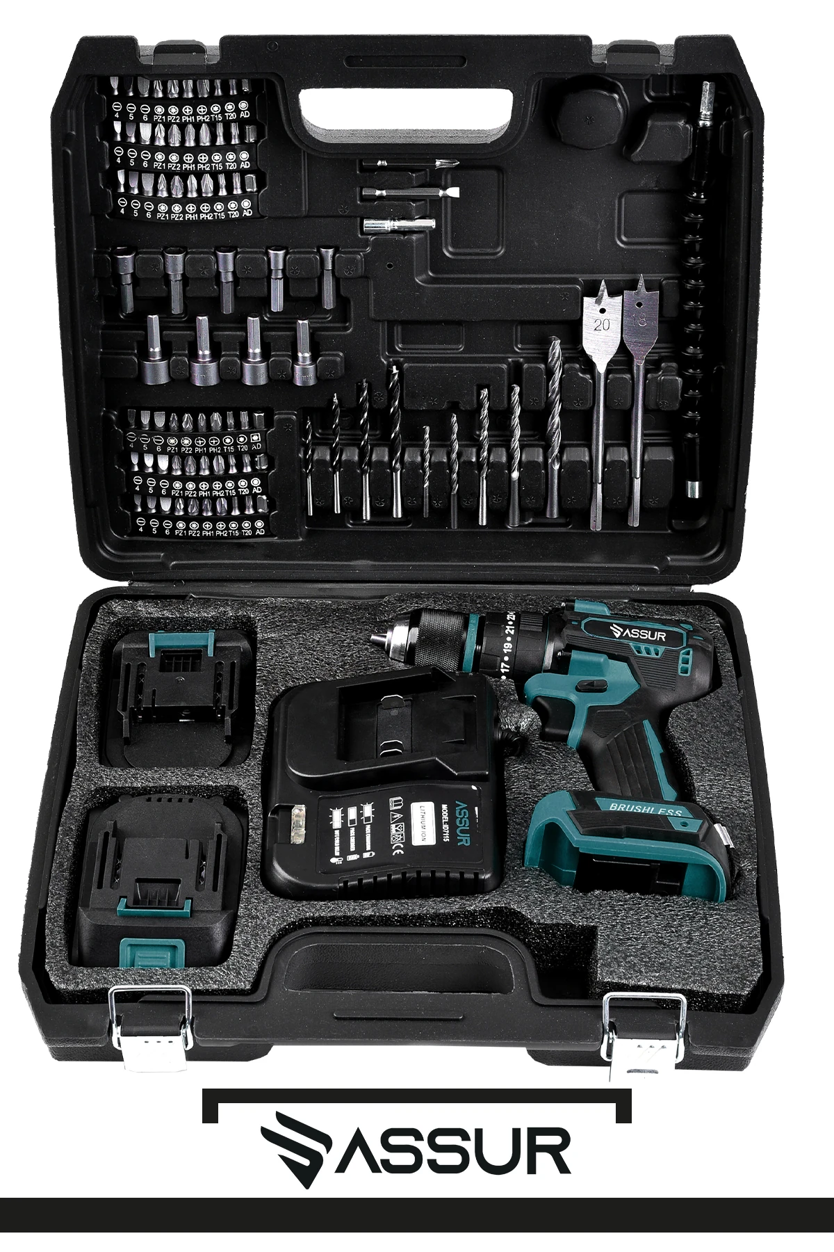 21v Çift Akü Kömürsüz Motor Çelik Mandren Darbeli Akülü Vidalama Şarjlı Matkap