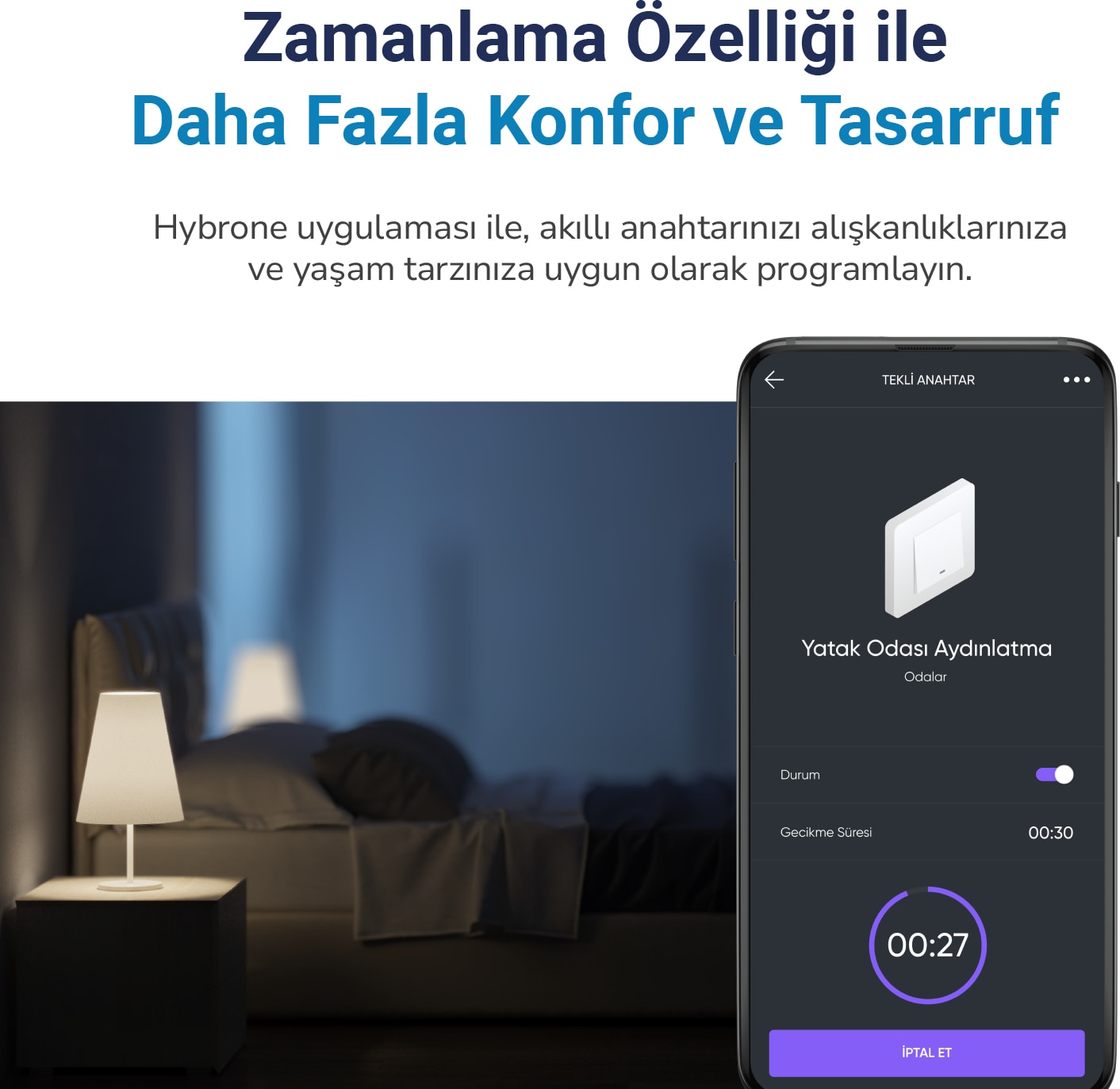 Duvar Tipi Tekli Akıllı Anahtar, Aşırı Yük Koruma, Zamanlayıcı, Ayarlanabilir LED Gösterge, Uygulama ile Uzaktan Kontrol