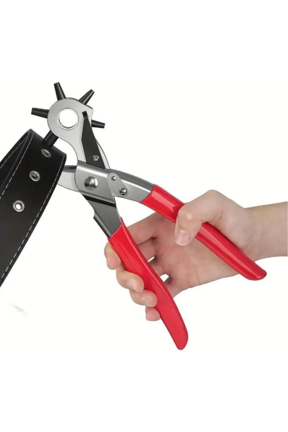 6 Başlıklı Kemer Delme Pensesi Deri Pensi Saat Kayışı Delici Yuvarlak ve Düz Delik Açıcı Alet