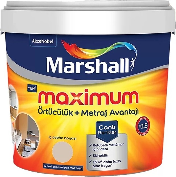 Maximum Ipek Mat Silikonlu Iç Cephe Boyası 2.5 Lt Grej 10341