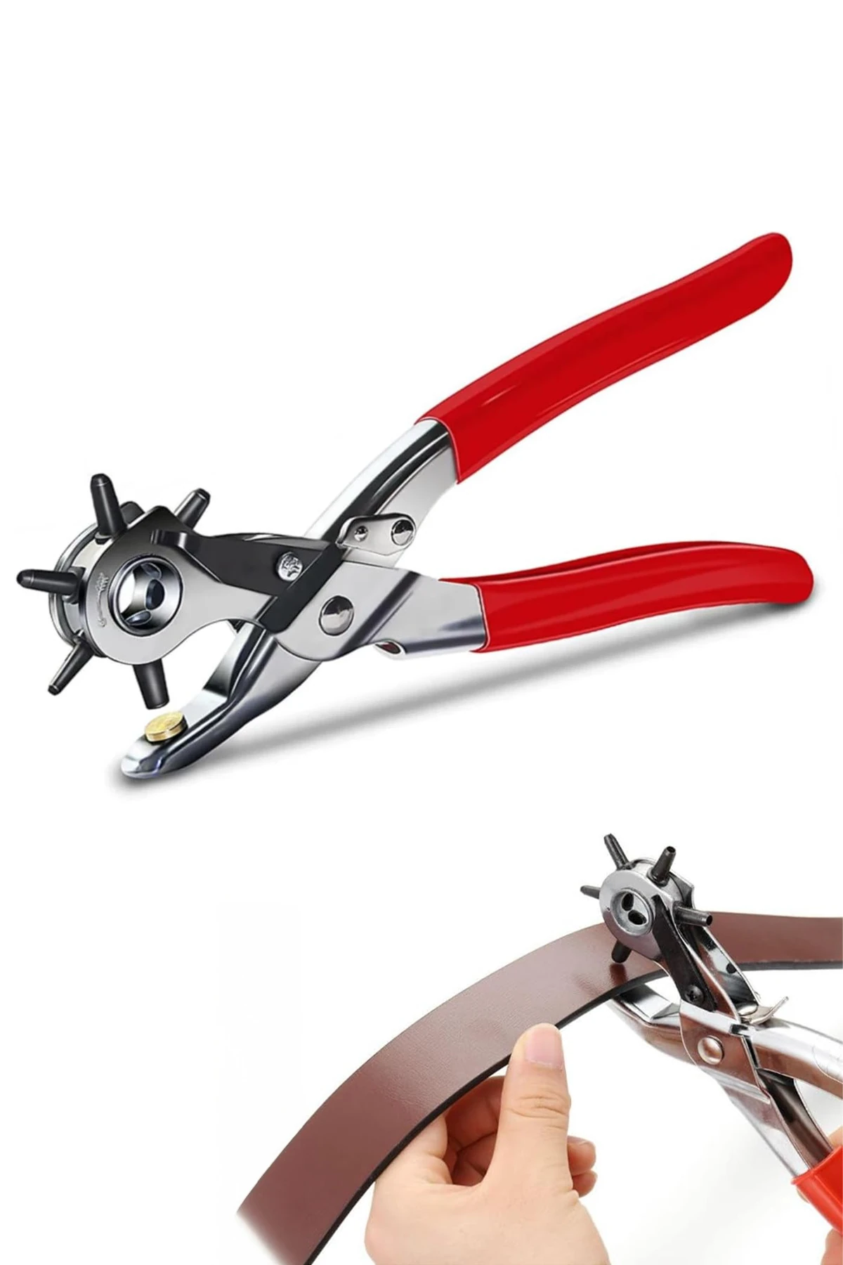 Kemer, Deri, Kanvas İçin 6 Delik Başlıklı Döner Kemer Delik Delme Aleti Delik Açıcı Pense Aparat