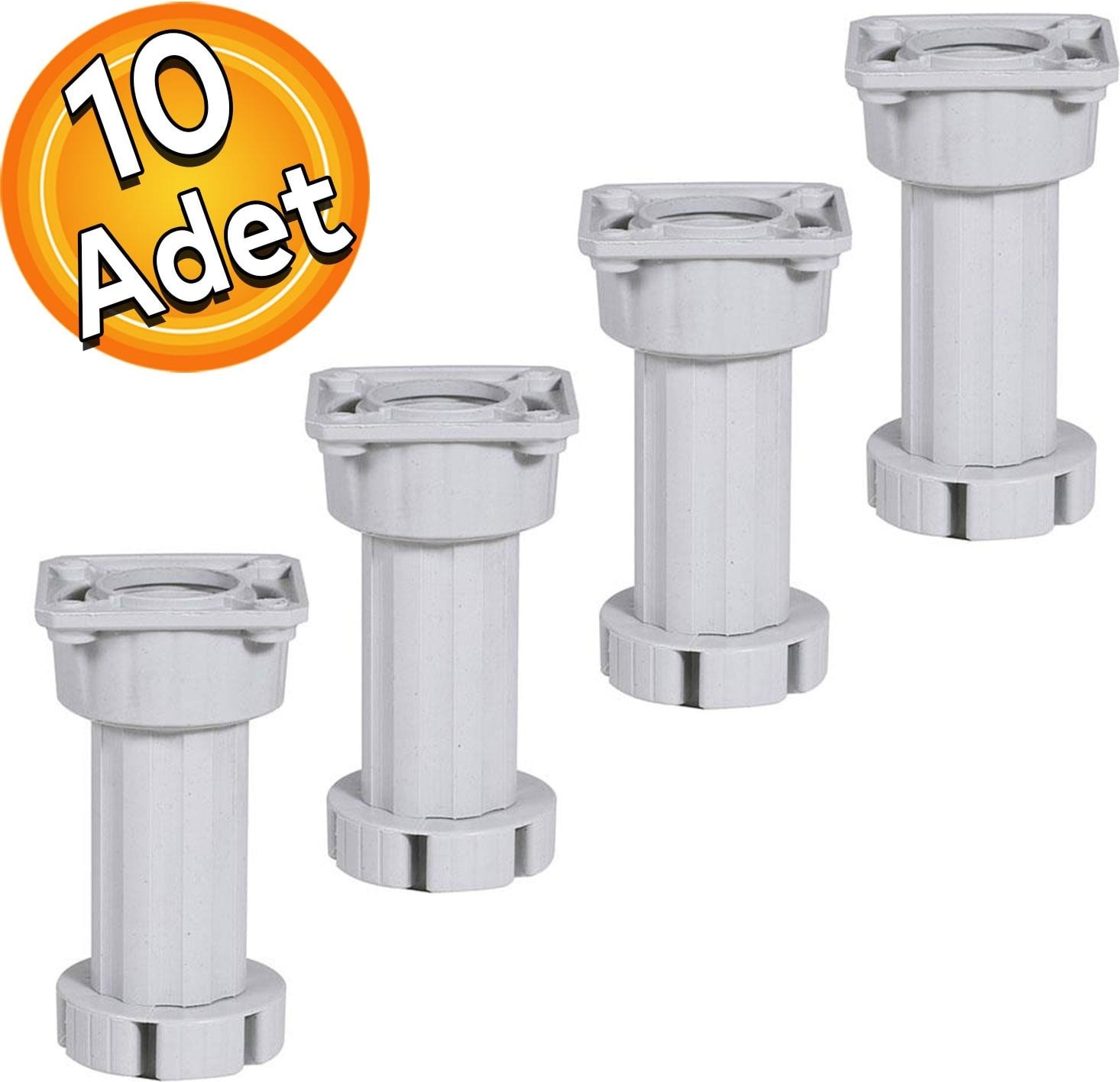 Ayarlanabilir Dolap Mobilya Kanepe Tezgah Yükseltme Yükseltici Ayağı 10 Cm Gri Ayakları (10 Adet)