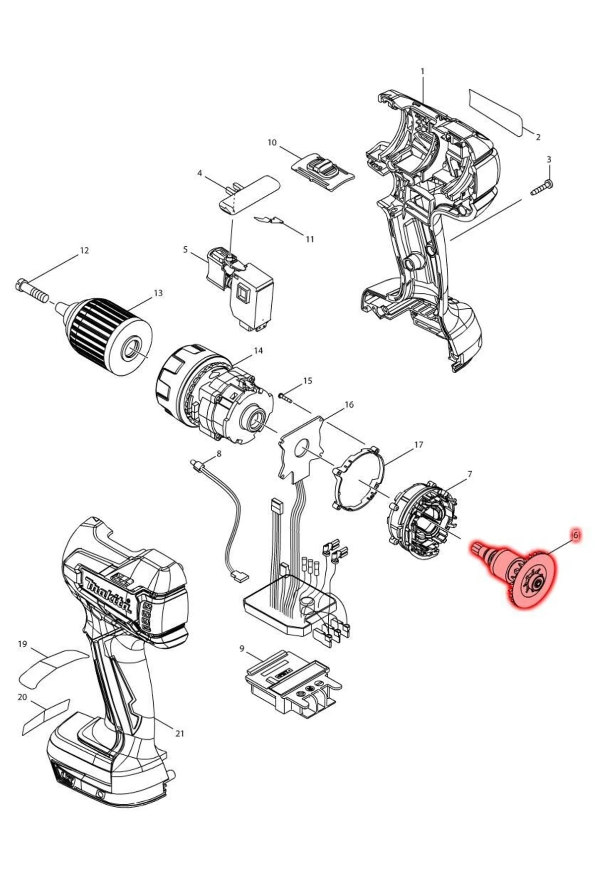 Makita Ddf459sye Endüvi Rotor Kollektör Kodu 619304-5