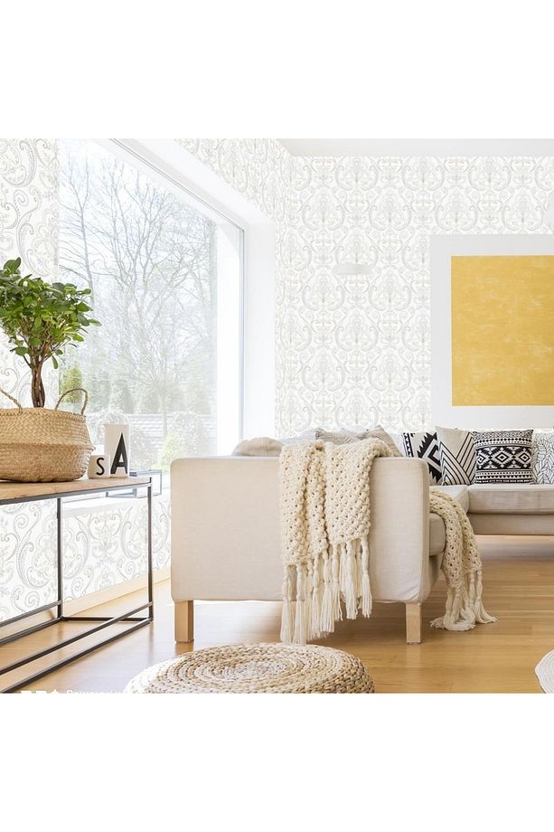 Tropicano Renkli Damask Desen Duvar Kağıdı 9901-1: Beyaz | Ce, Iso 9001, Iso 10002, Iso 14001