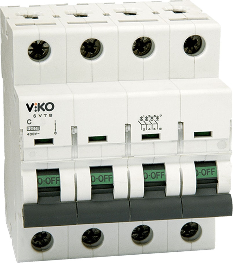 6VTB-4C32 Trifaze Nötr Kesmeli 4X32A C Tipi Otomatik Sigorta 6ka