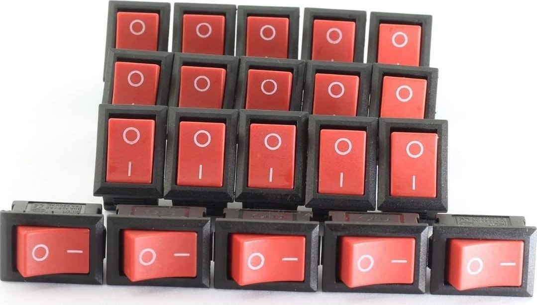 Aç Kapa Tek Konumlu Kırmızı Mini Anahtar On Of Switch Pano Tipi Güç Anahtarı 5'li Paket