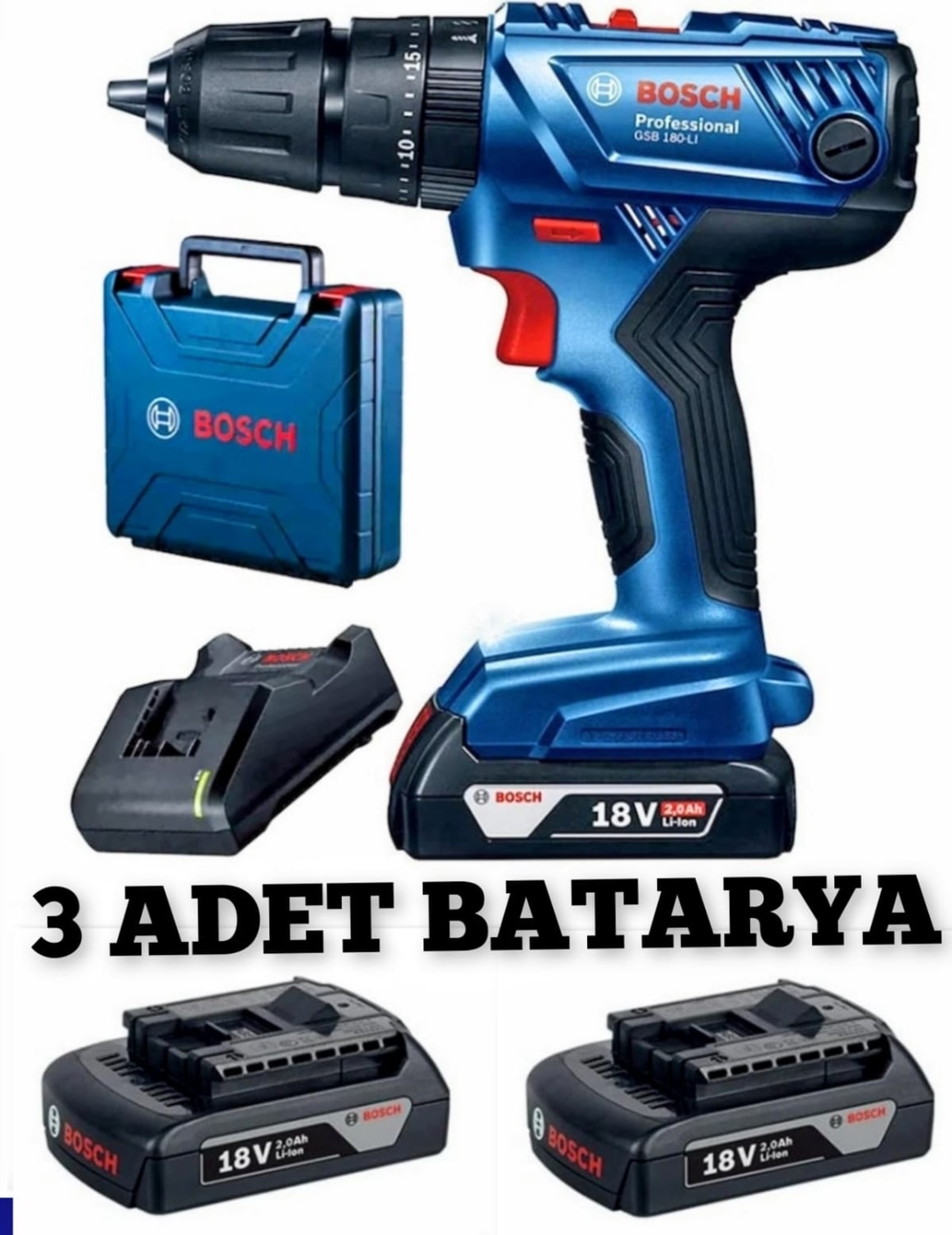 BOSCH Gsb 180 Li 3 × 2 Ah Darbeli Matkap Vidalama