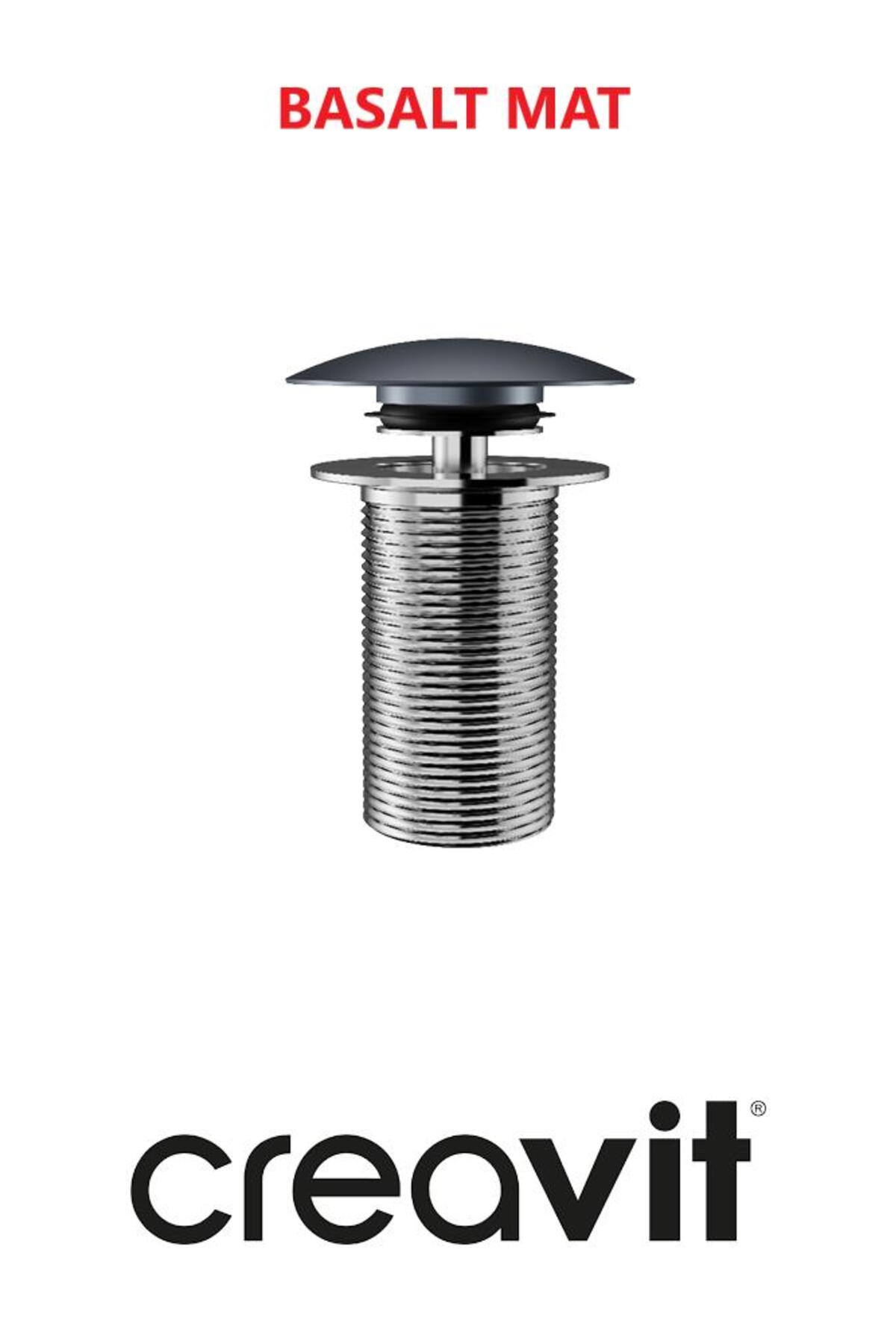 SF030 Pop-Up Sifon Başlığı Basalt MatTaşmasız Krom Lavabo Tapası Basmalı