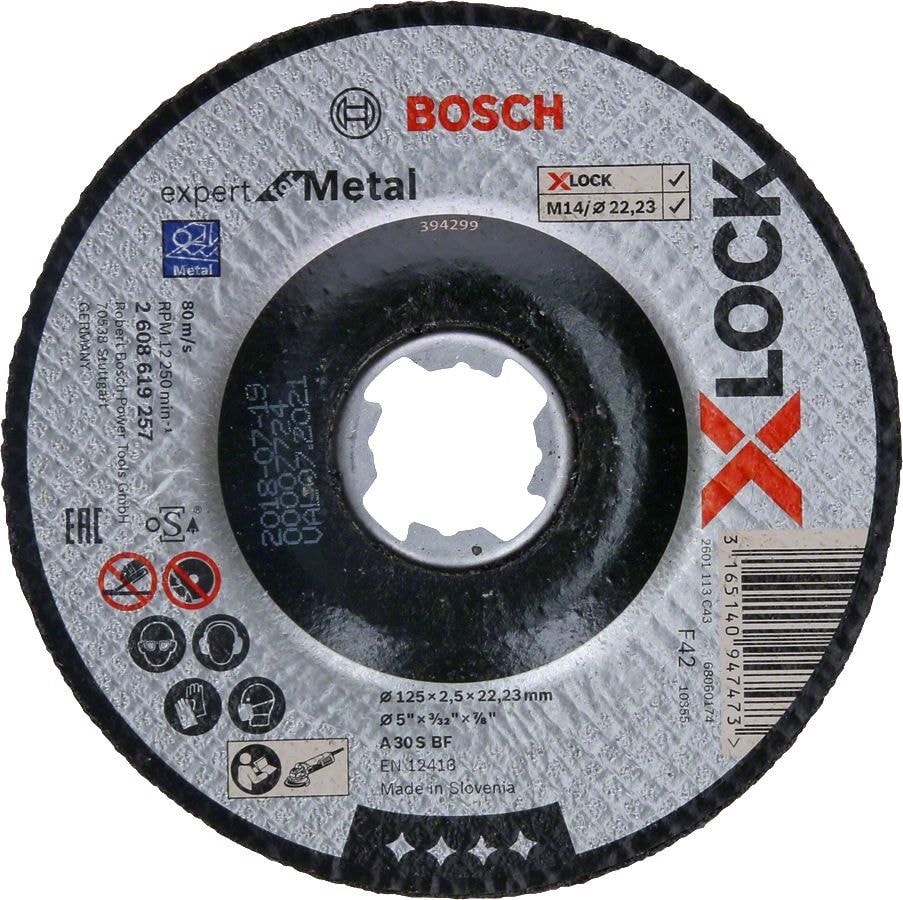 BOSCH - X-Lock - 125*2,5 mm Expert Serisi Bombeli Metal Kesme Diski (Taş) 2608619257