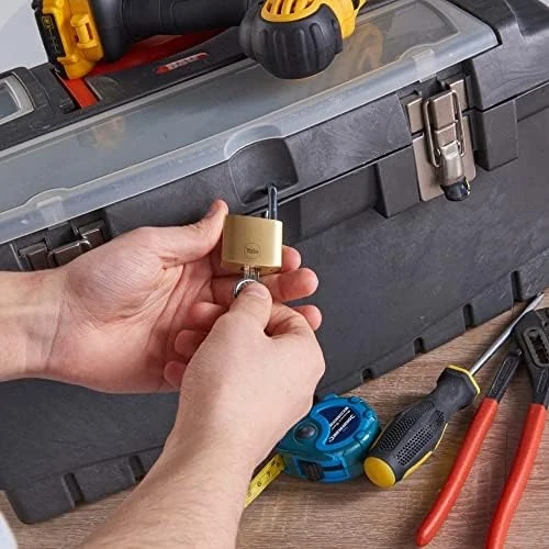 Y110B/30/115/2 - 30MM Pirinç Asma Kilit 2'li Set - Koruma - Çelik Halka - 3 Anahtar