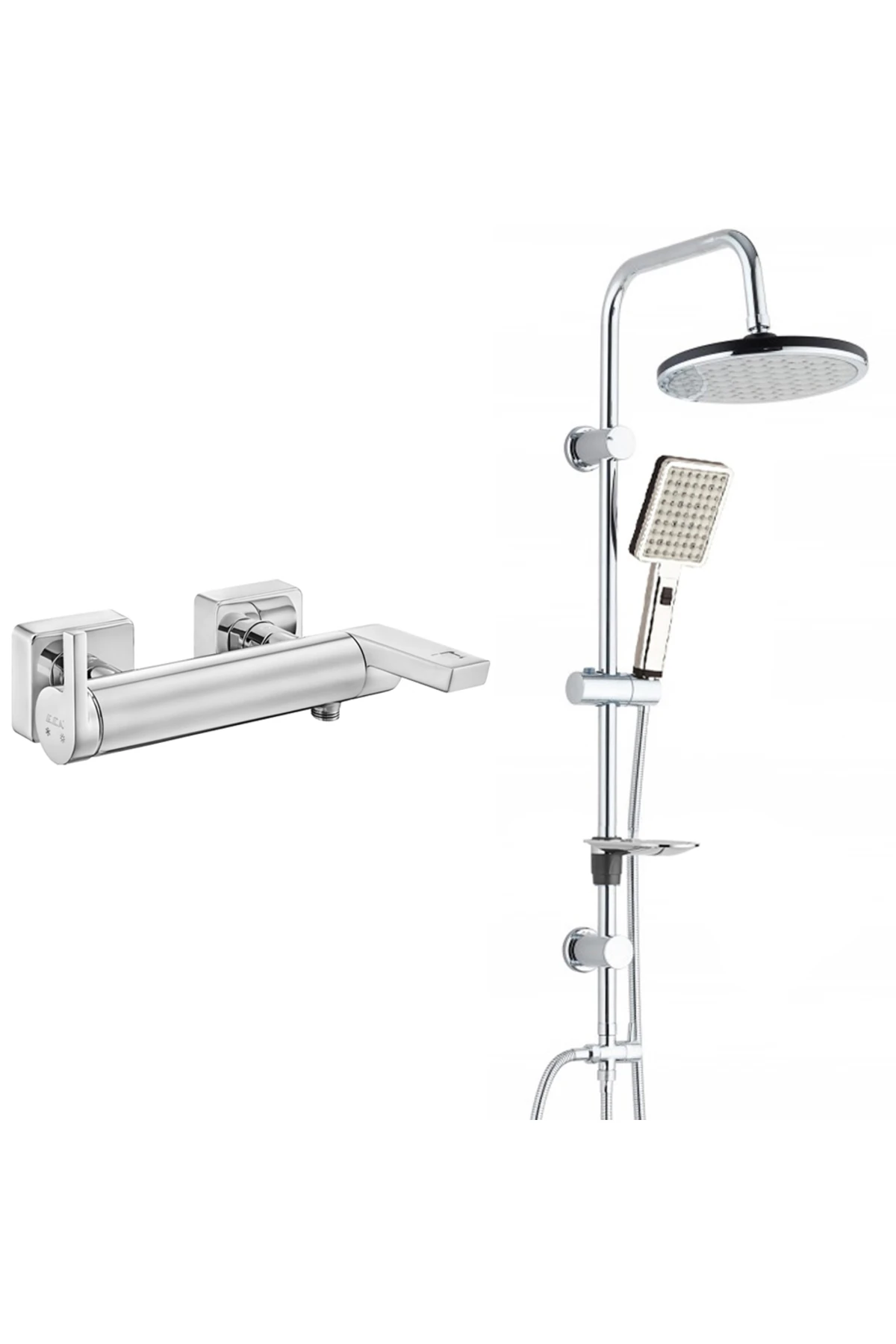 İcon Banyo Bataryası T-may Banyo Gediz Oval Tepe Duş Takımı Seti Paslanmaz Krom