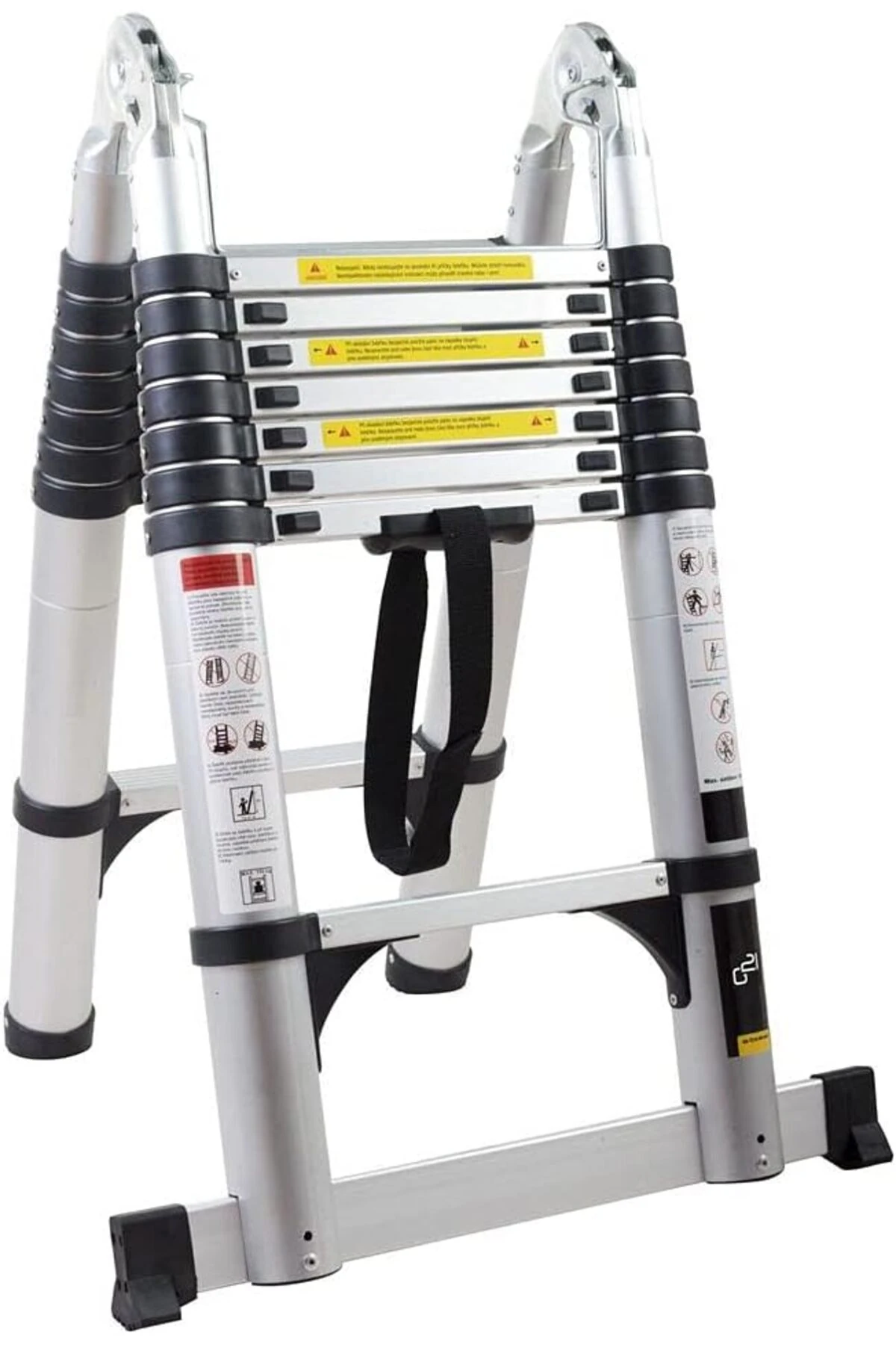 6+6 Basamaklı Çift Taraflı A Tipi Uzayan Teleskopik Merdiven 3,8 m