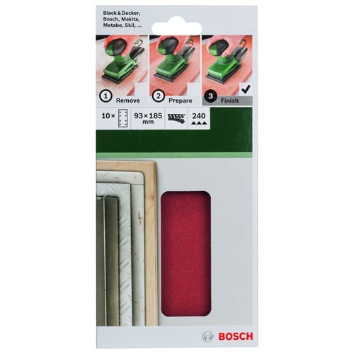 BOSCH - Titreşimli Zımpara Kağıdı 10'Lu, 93 X 185 Mm 240 Kum 8 Delik