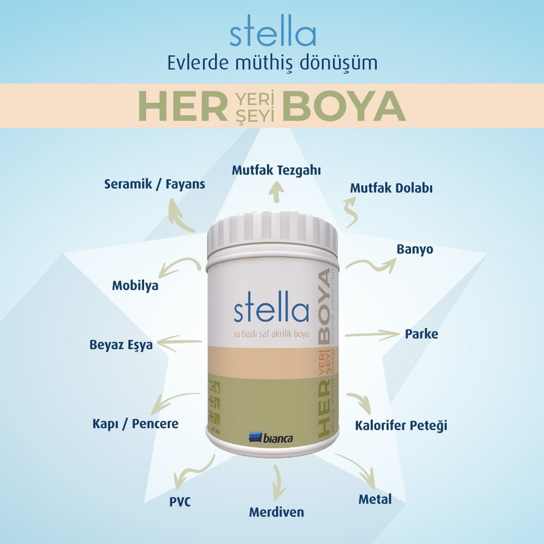 Stella Boya Seti ( Stella Boya- Kadife Rulo - Ipek Fırça - Boya Tavası) –kesekâğıdı