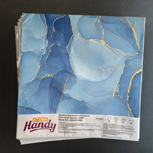 30X30 cm Pvc Duvar Karosu 4'lü Paket - Okyanus Mermer