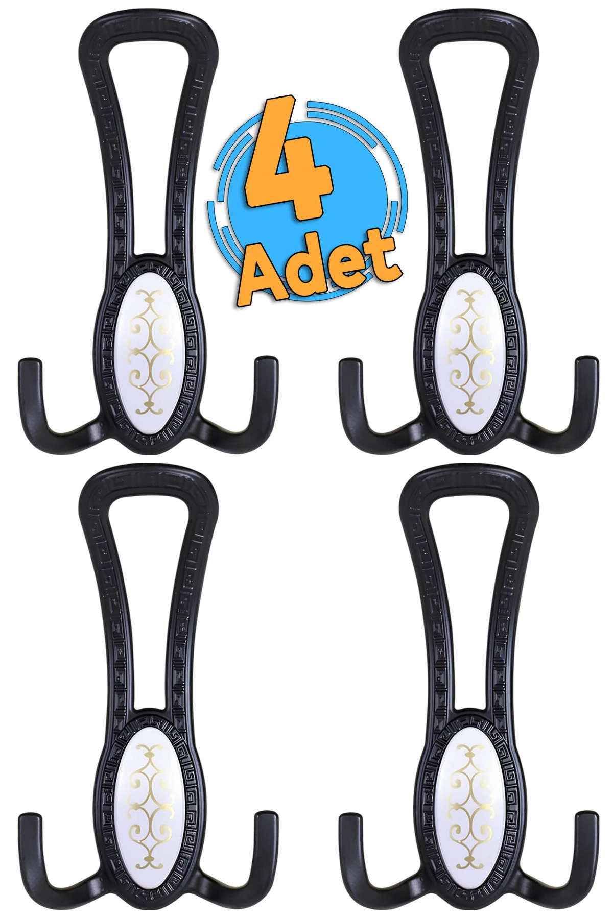 Seçil Portmanto Vestiyer Duvar Dolap Elbise Mobilya Kapı Askısı Askılığı Siyah Metal (4 ADET)