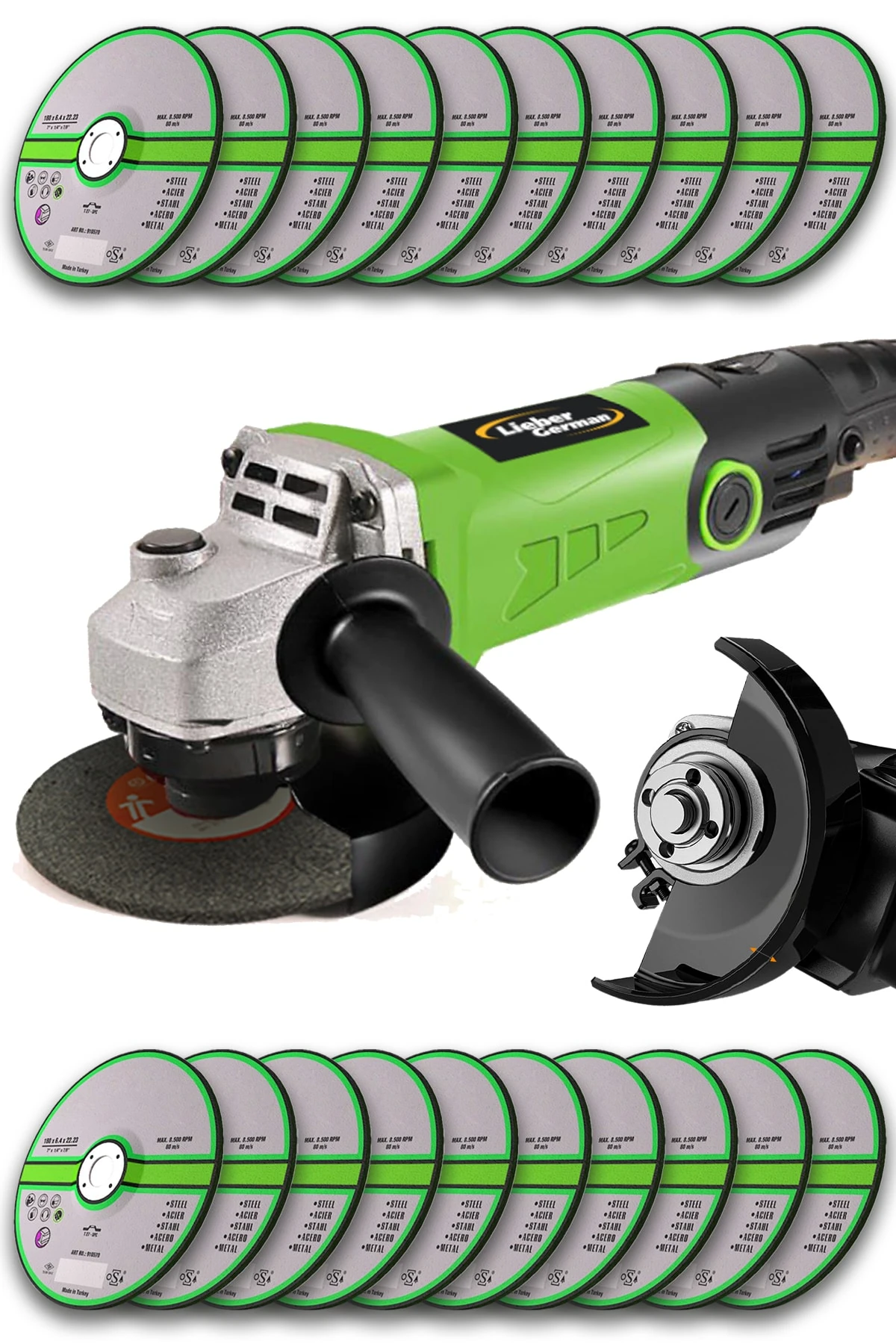 Bakır Sargı Devir Ayarlı 1500 W 115-125 Mm Spiral Avuç Içi Taşlama Makinası 20 Taş Hediyeli