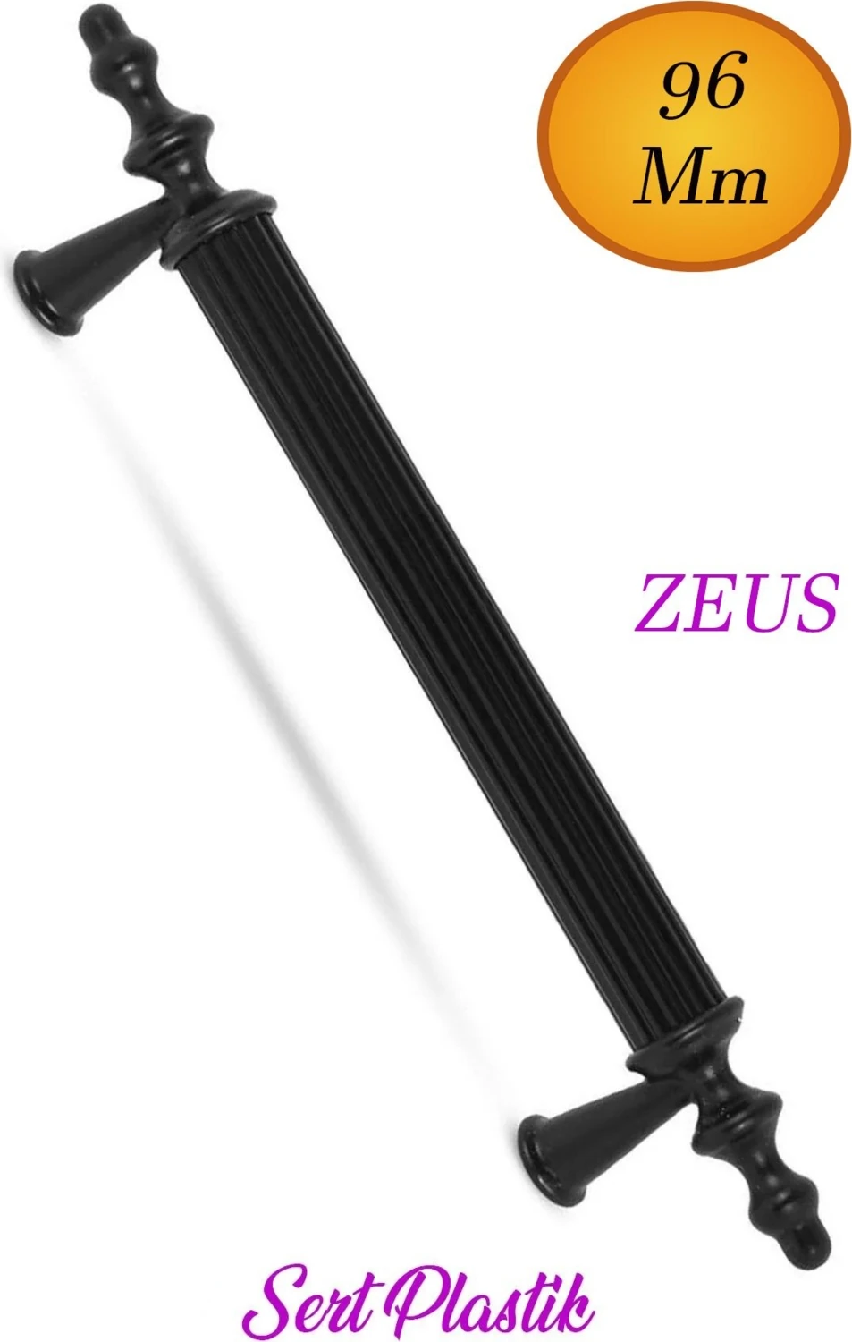 (Sert Plastik) Zeus 96 mm Siyah Mobilya Çekmece Mutfak Dolap Kapak Dolabı Kulpu Kulbu Kulplar