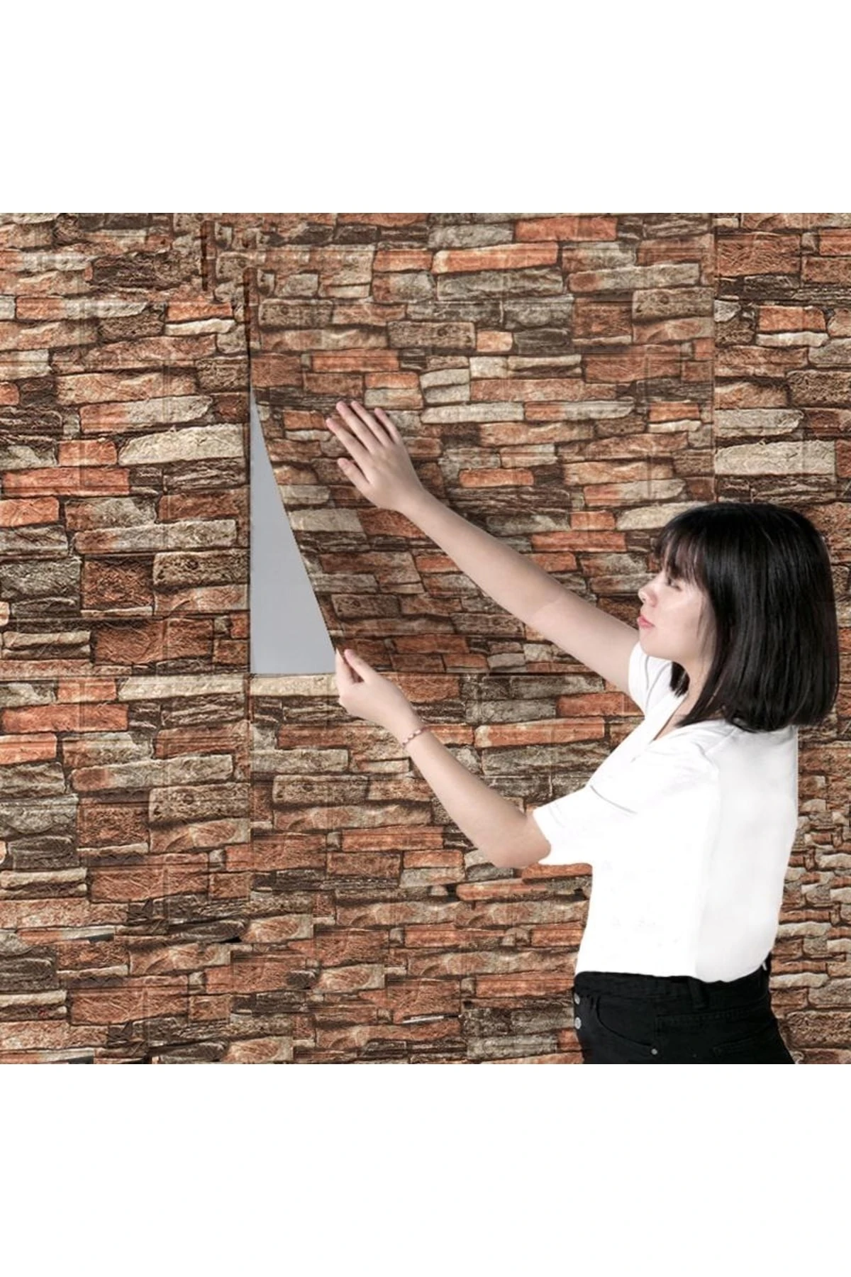 Nw47 Koyu 3d Taş Kendinden Yapışkanlı 3d Dekoratif Duvar Paneli