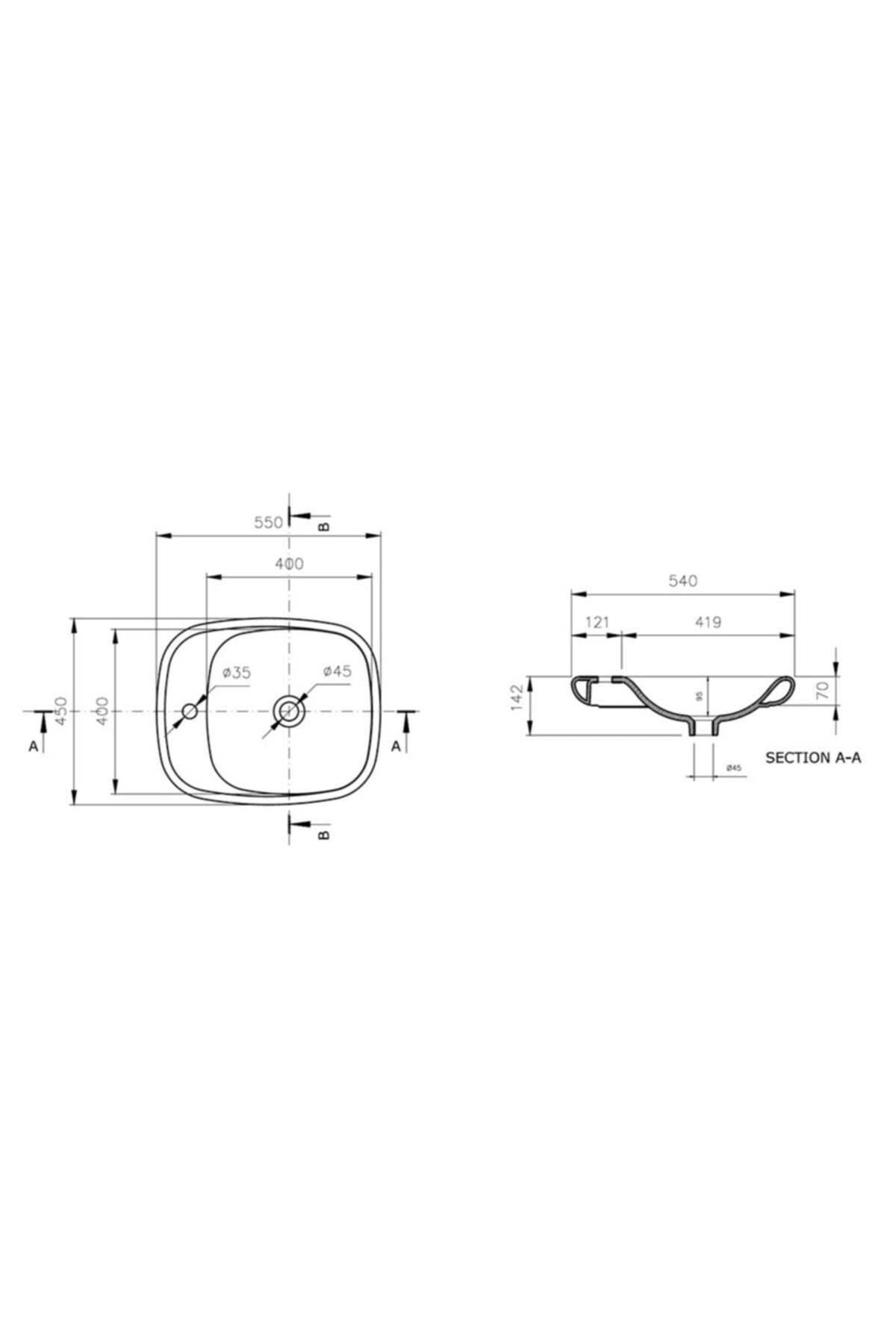 Fenıce Çanak Lavabo 54 Cm - Mat Siyah